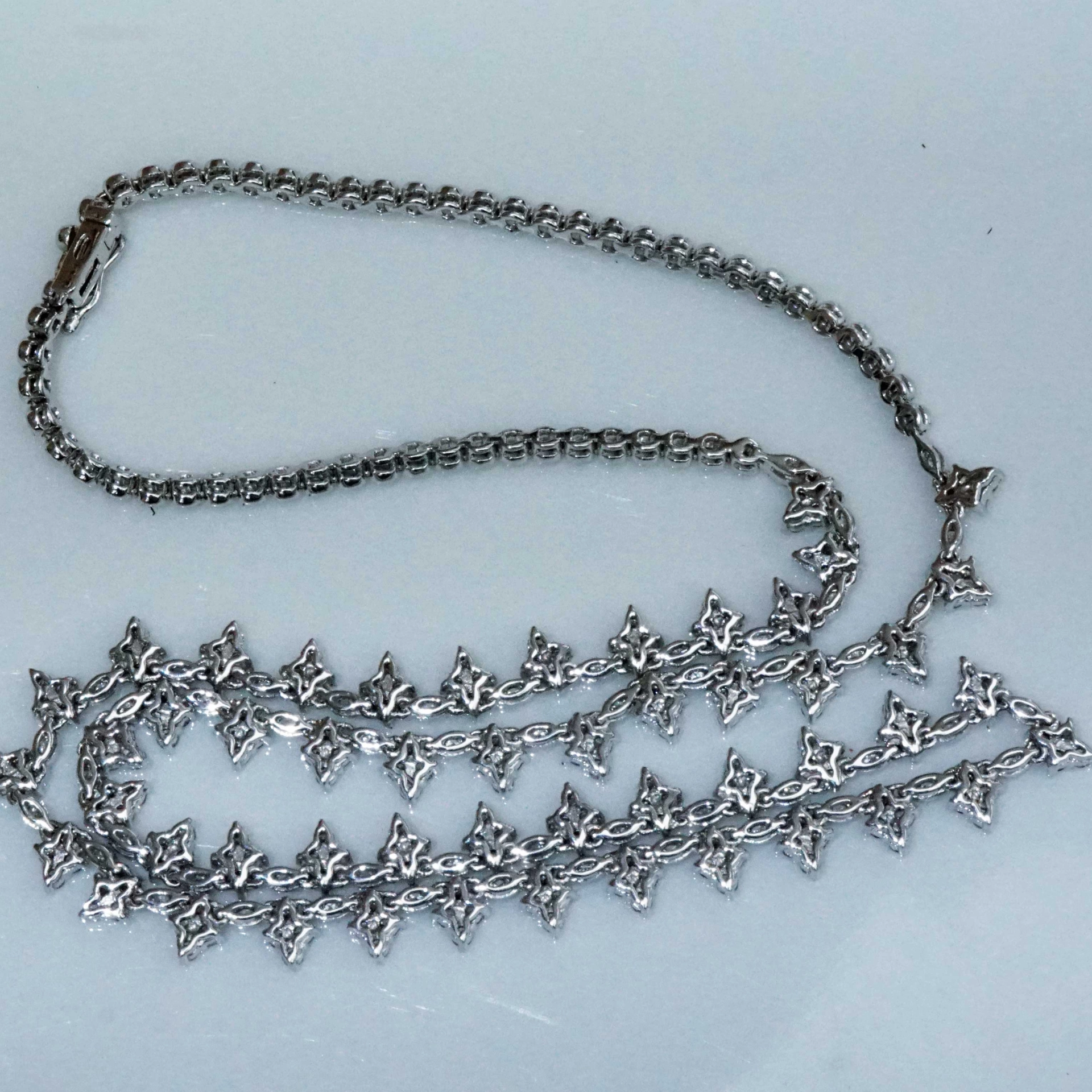 Brilliant Necklace 4.20 ct made with 360 Diamonds 18 kt White Gold...Princess Jewellery