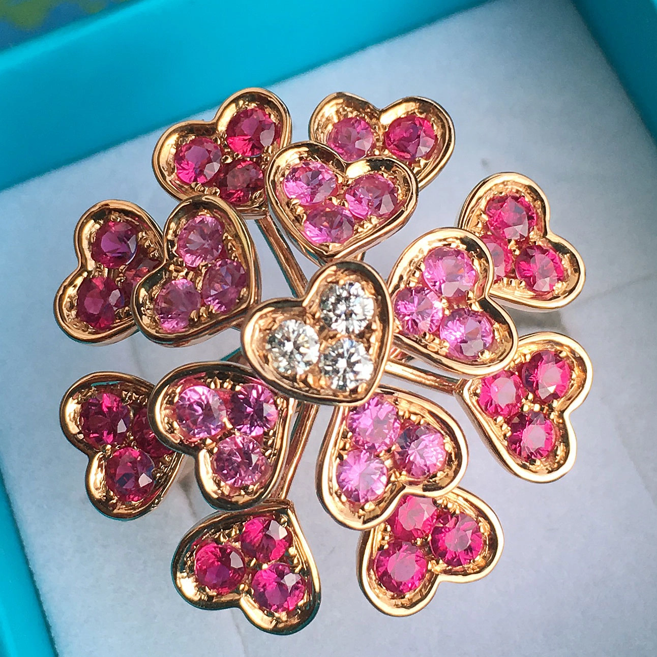 HEARTSHOWER Ring mit Rubinen,Turmalinen und Brillanten, 750er-Rosegold