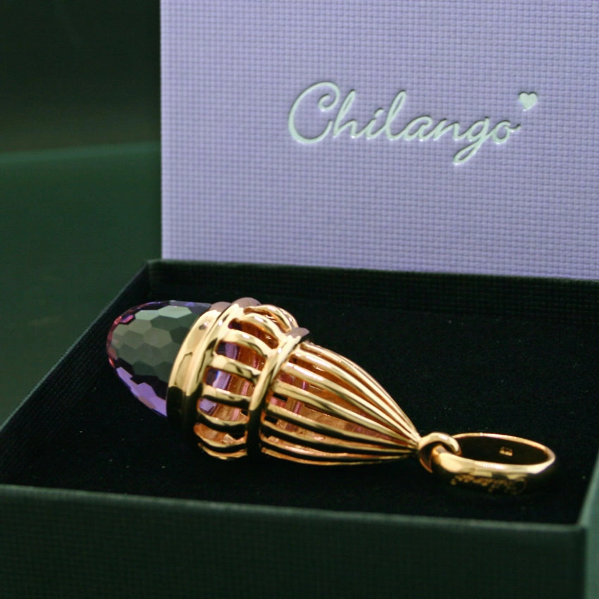 Chilango Anhänger  Fairytale mit Amethyst in Kuppelform 925er Silber/goldplated