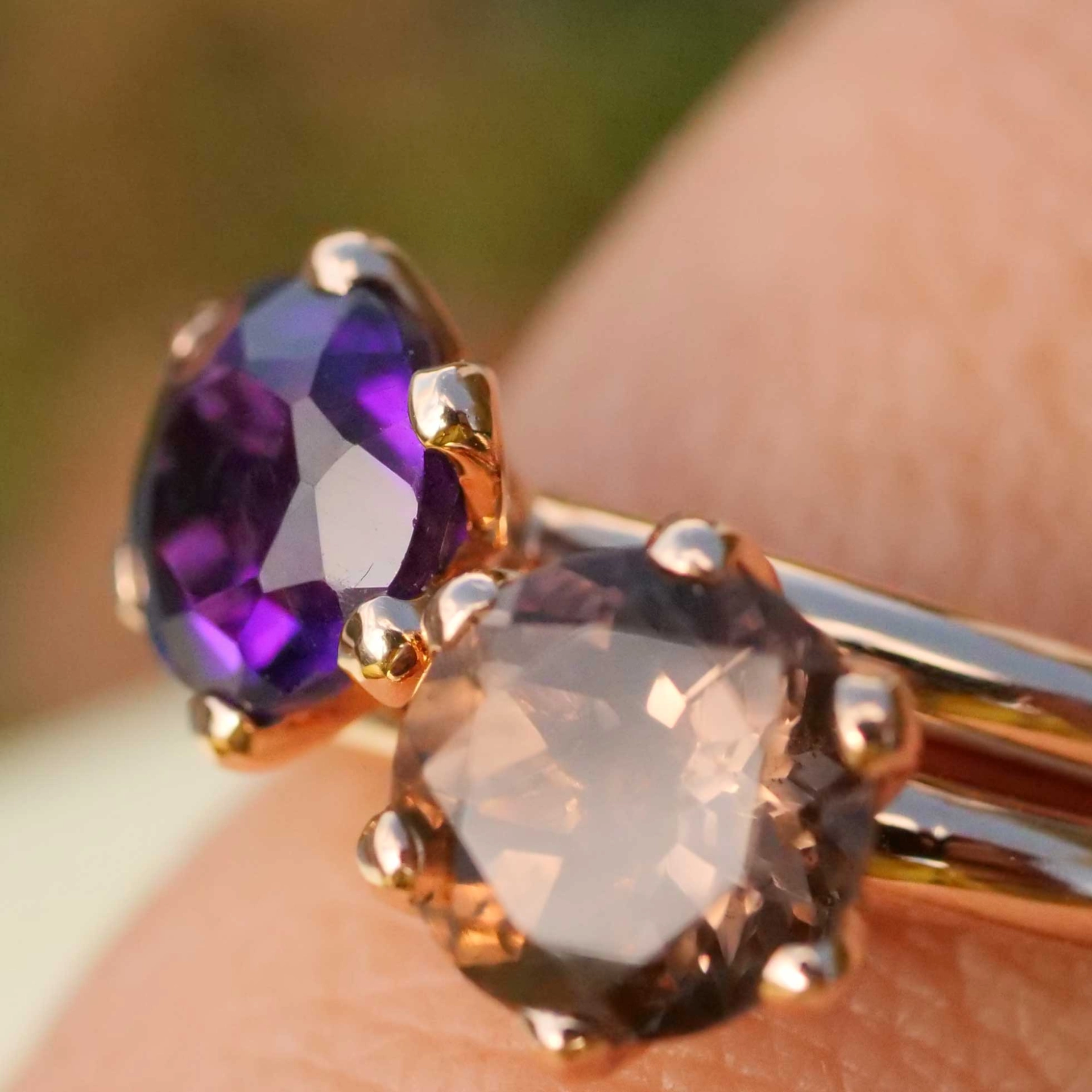 Bestseller Combination Ring made in Valenza...18 kt Rose Gold with Amethyst