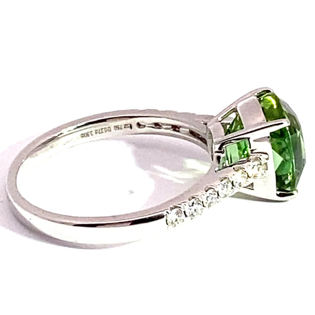 Lagun Green-Blue Tourmaline Brilliant Ring 750 White Gold 3.90 ct 0.27 ct Afghanistan Top Quality