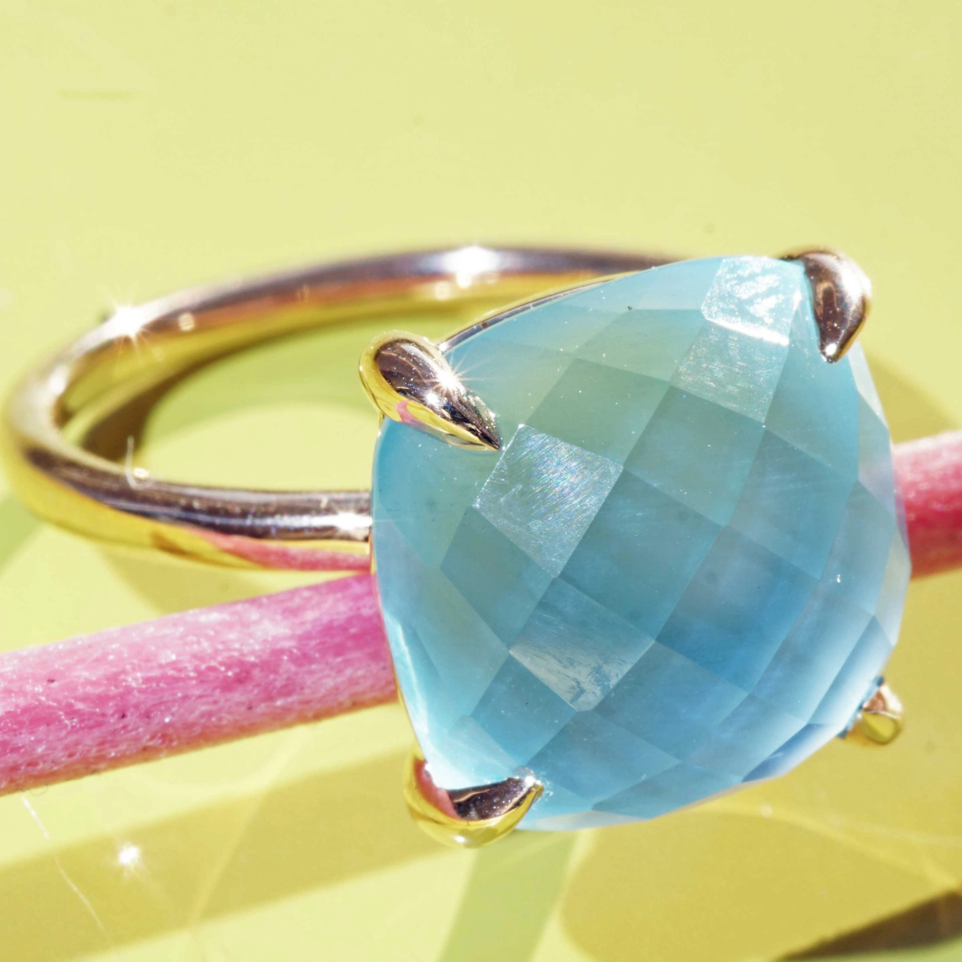 Bluetopas Ring 12 x 12 mm 18 kt Rose Gold...what a perfect Combination Ring
