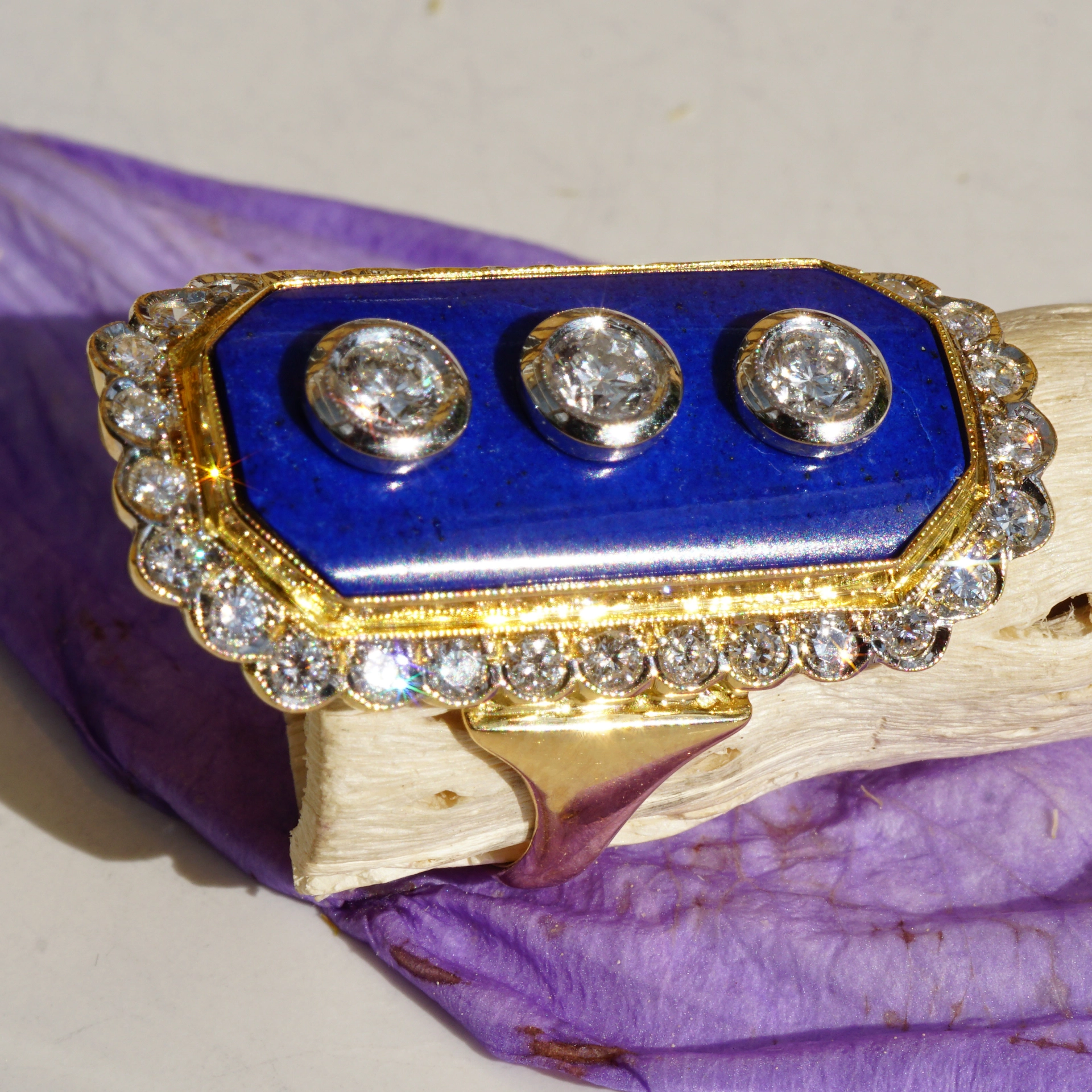 Lapis Lazuli Brillant Ring 750er Gelbgold 1.35 ct W VS-SI...blue lagune of venice