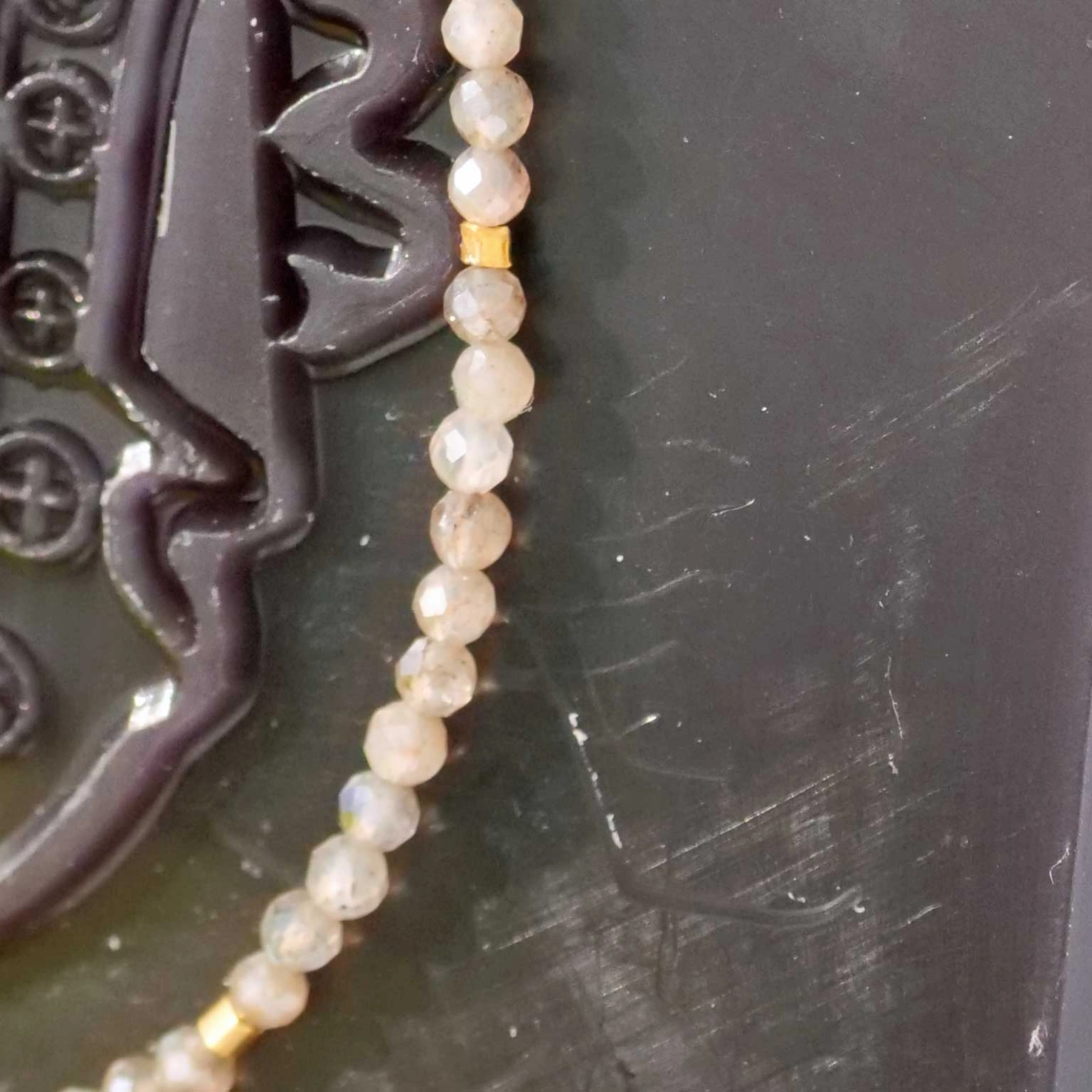Labradorite Necklace with handmade Balls and elements in 585 and 900er Finegold ...so pretty