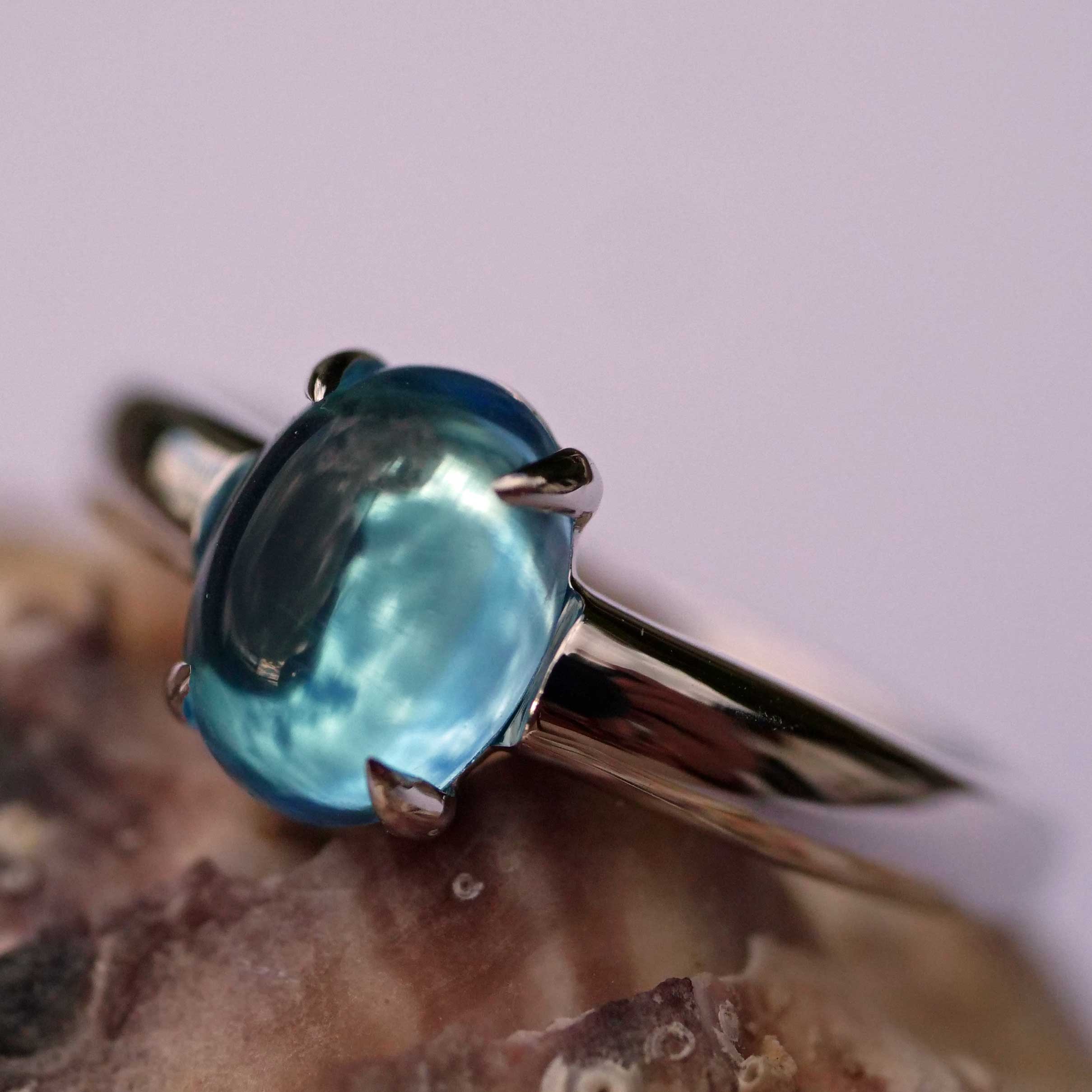 Blue Topaz Ring 750 White Gold Ocean Blue.... sweet Temptation... made in Italy... high-quality