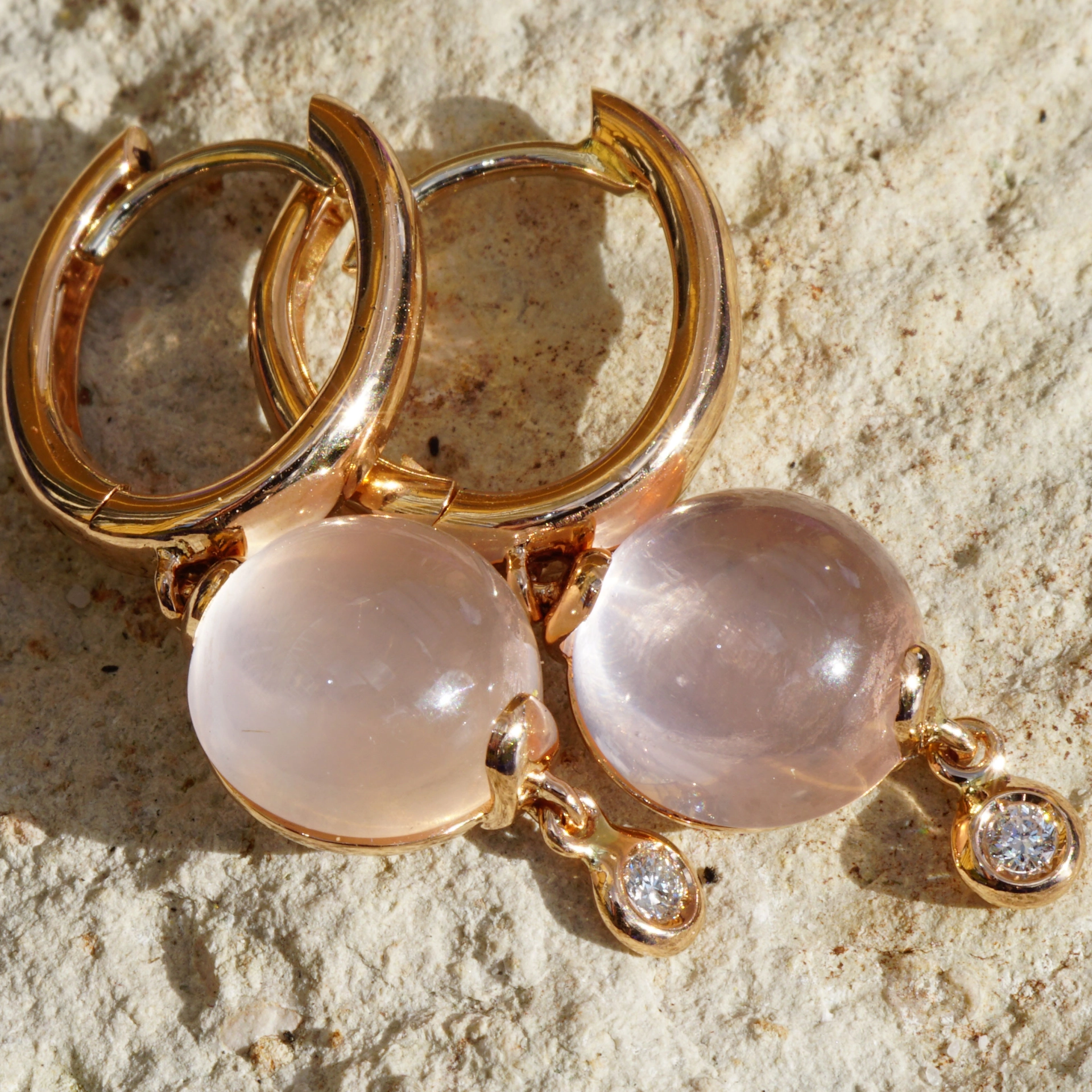 Rosequartz and Diamonds....ideal Kombination with Rosegold