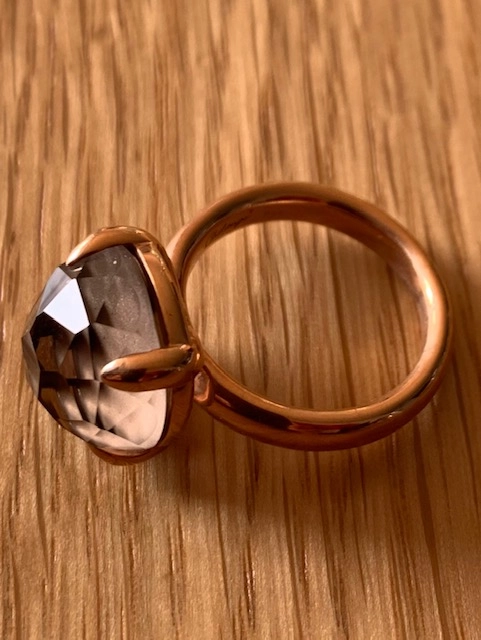 Chilango Ring 925 Silver rose gold plated Smoky Quartz 