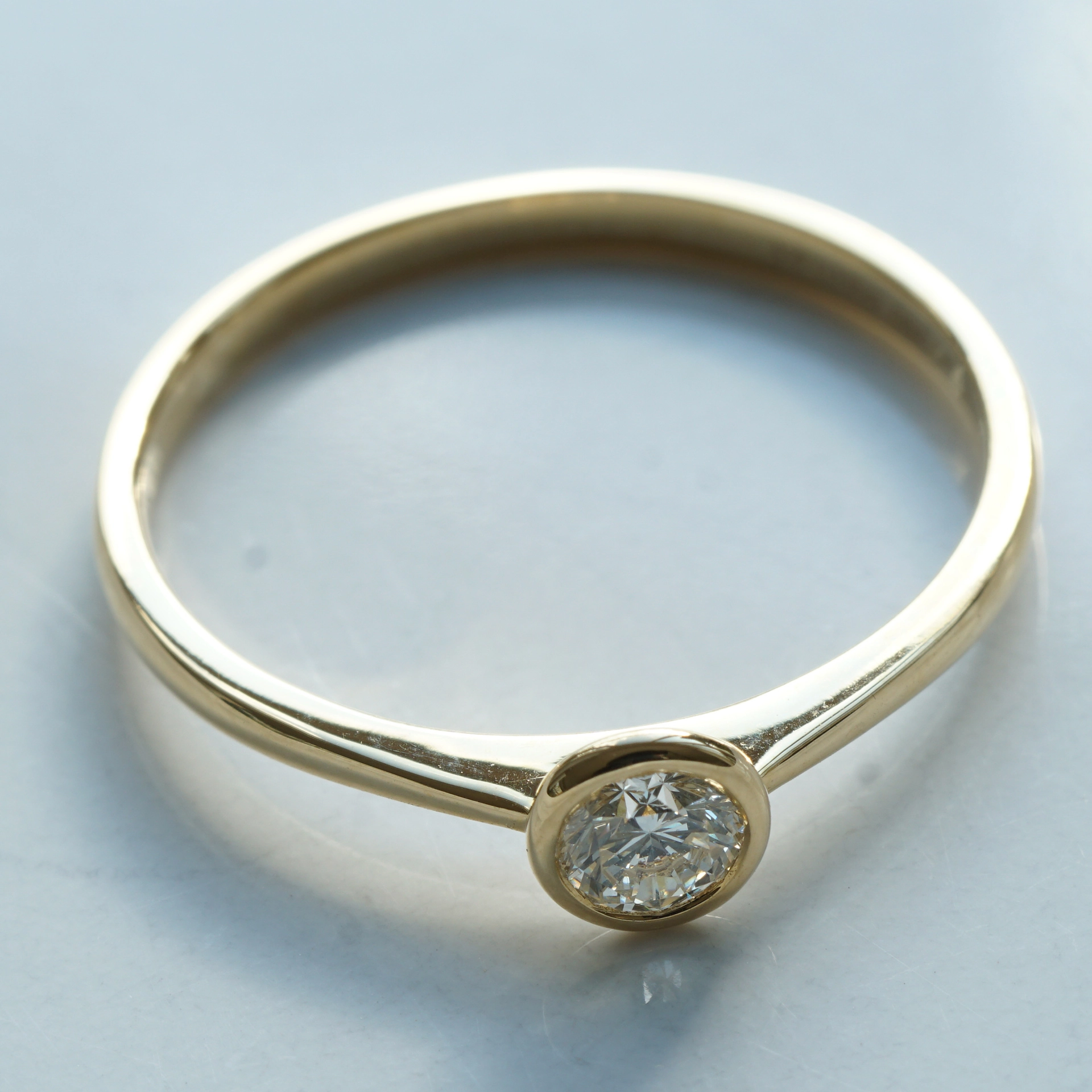 Solitaire Brilliant Ring 0.21 ct TW VVS-VS 750 Yellow Gold 4.7 mm D. Great Brilliance