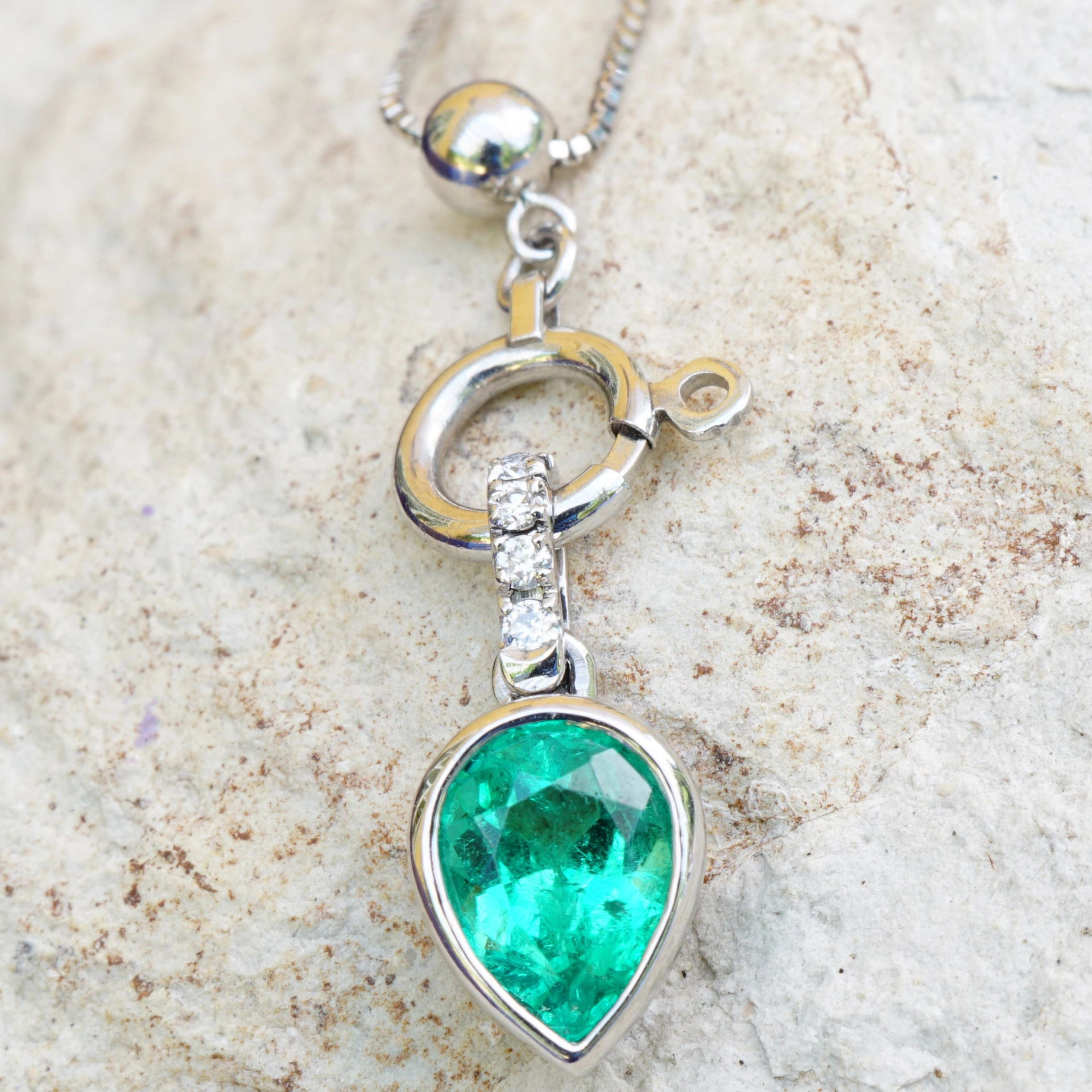 Emerald Pendant Platinium  1.07 ct ..real Colombians are fun
