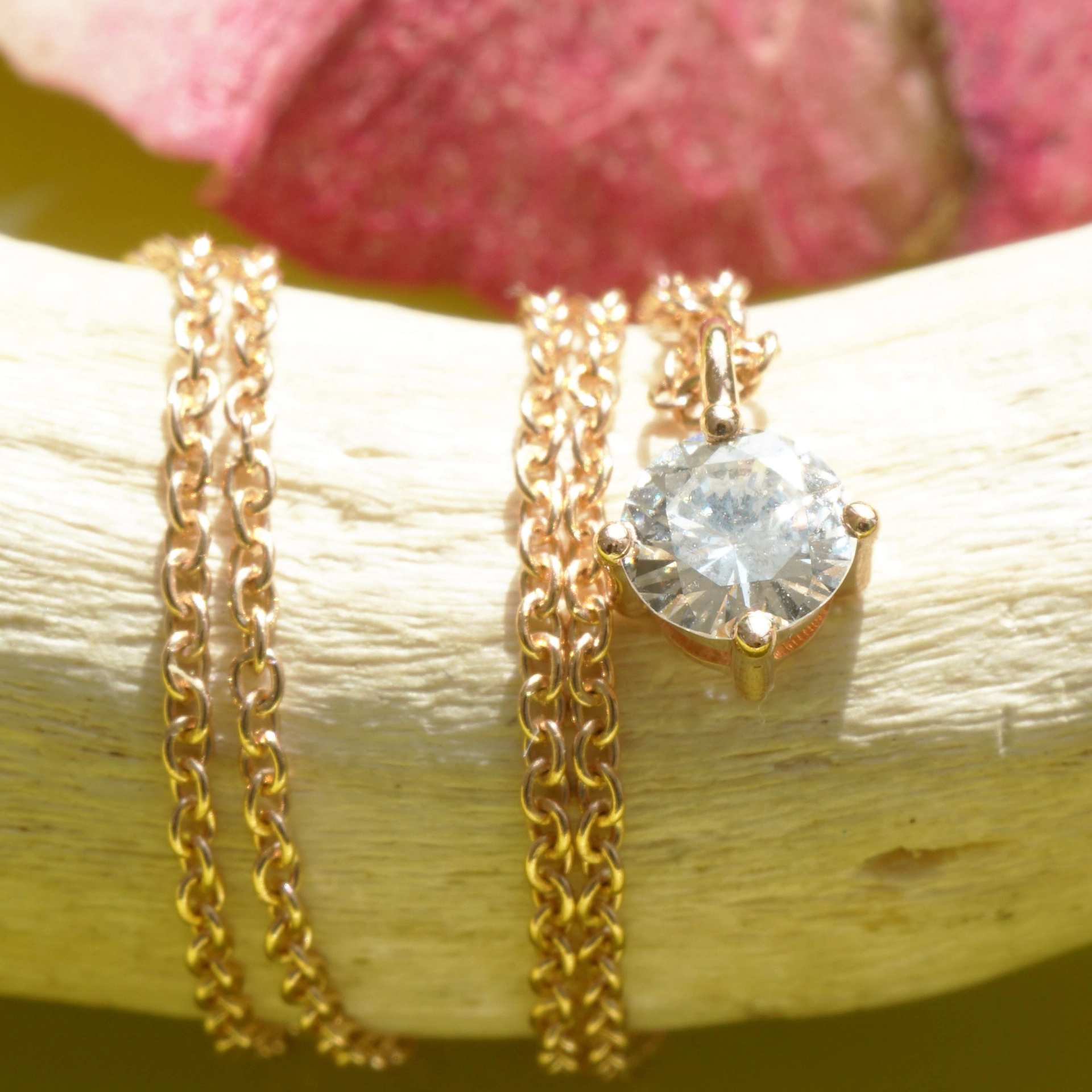 Brillant Solitär Anhänger mit Kette 750er Rosegold 0.18 ct W SI...genau den will ich...