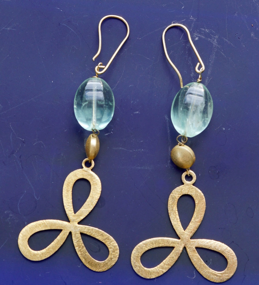 Prehnite Earrings Designer Silver gold-plated exceptional Gemstone