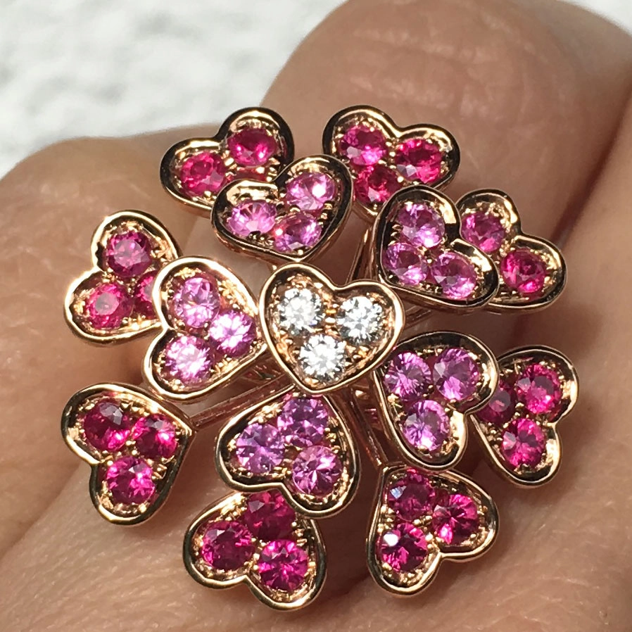 HEARTSHOWER Ring mit Rubinen,Turmalinen und Brillanten, 750er-Rosegold
