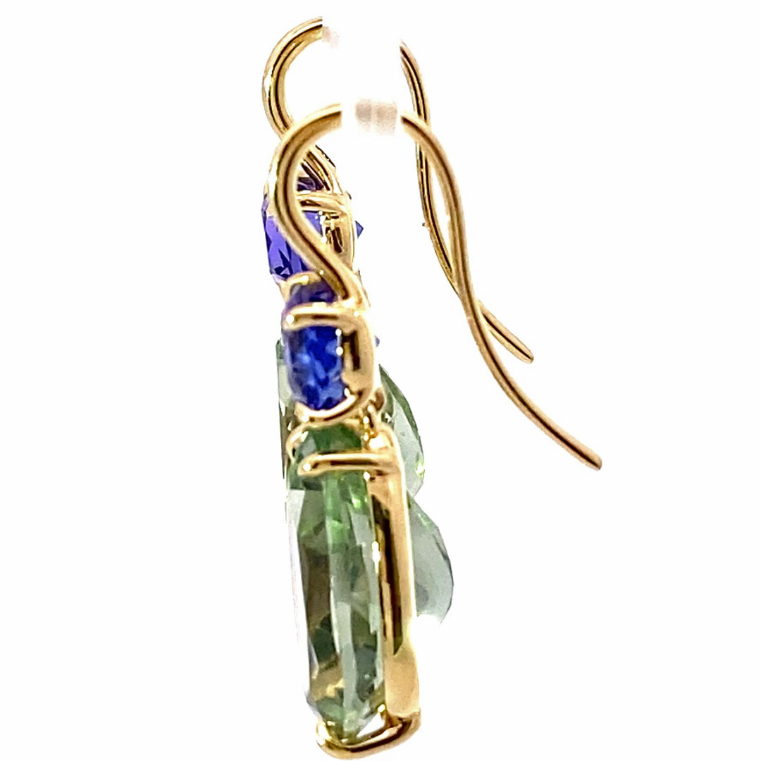 Bluetopaz Amethyst Earrings of high quality made in a traditional Italian goldsmith in Valenza, modern Design