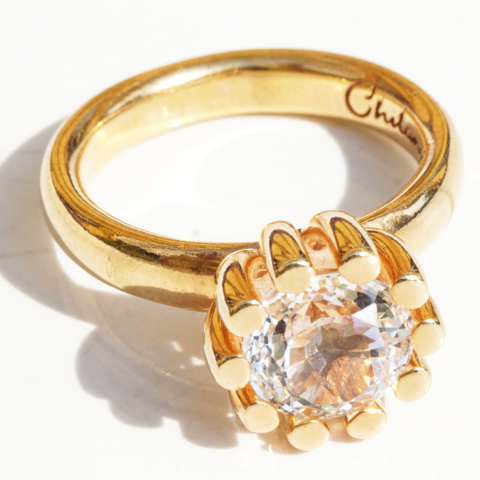 CHILANGO RING Grand Palais rock crystal 925 silver rose gold-plated new with original solid case