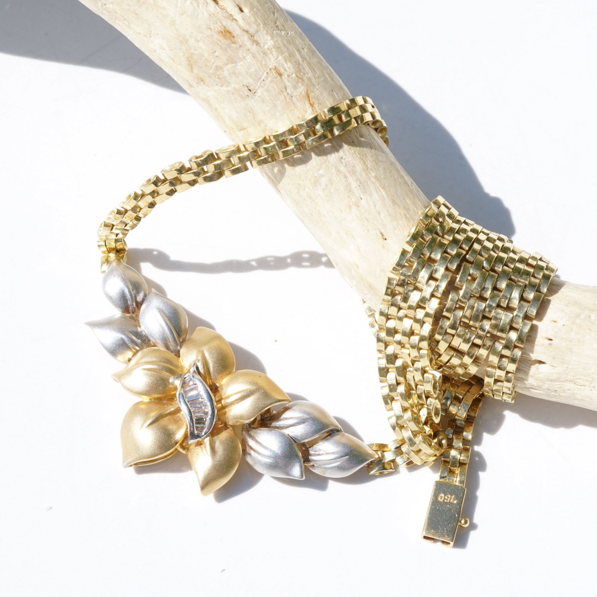 Diamond Necklace in Form of Petal Arrangement...Diamonds and 18kt Gold
