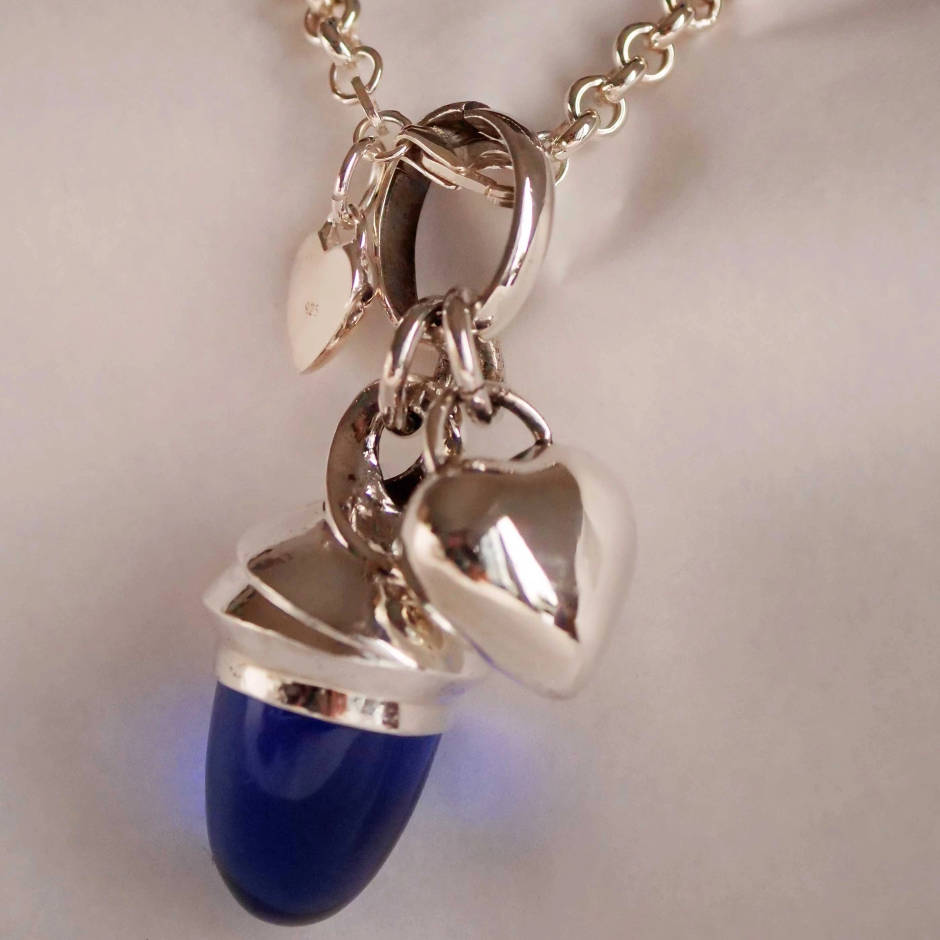 Pendant Royal Blue Obsidian Blue Topaz in a special Cut...ultra marin