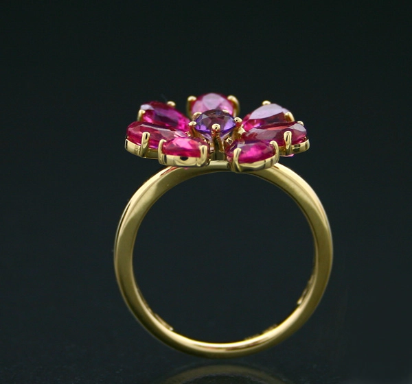 Turmalin-Amethyst-Ring, 750/-GG.