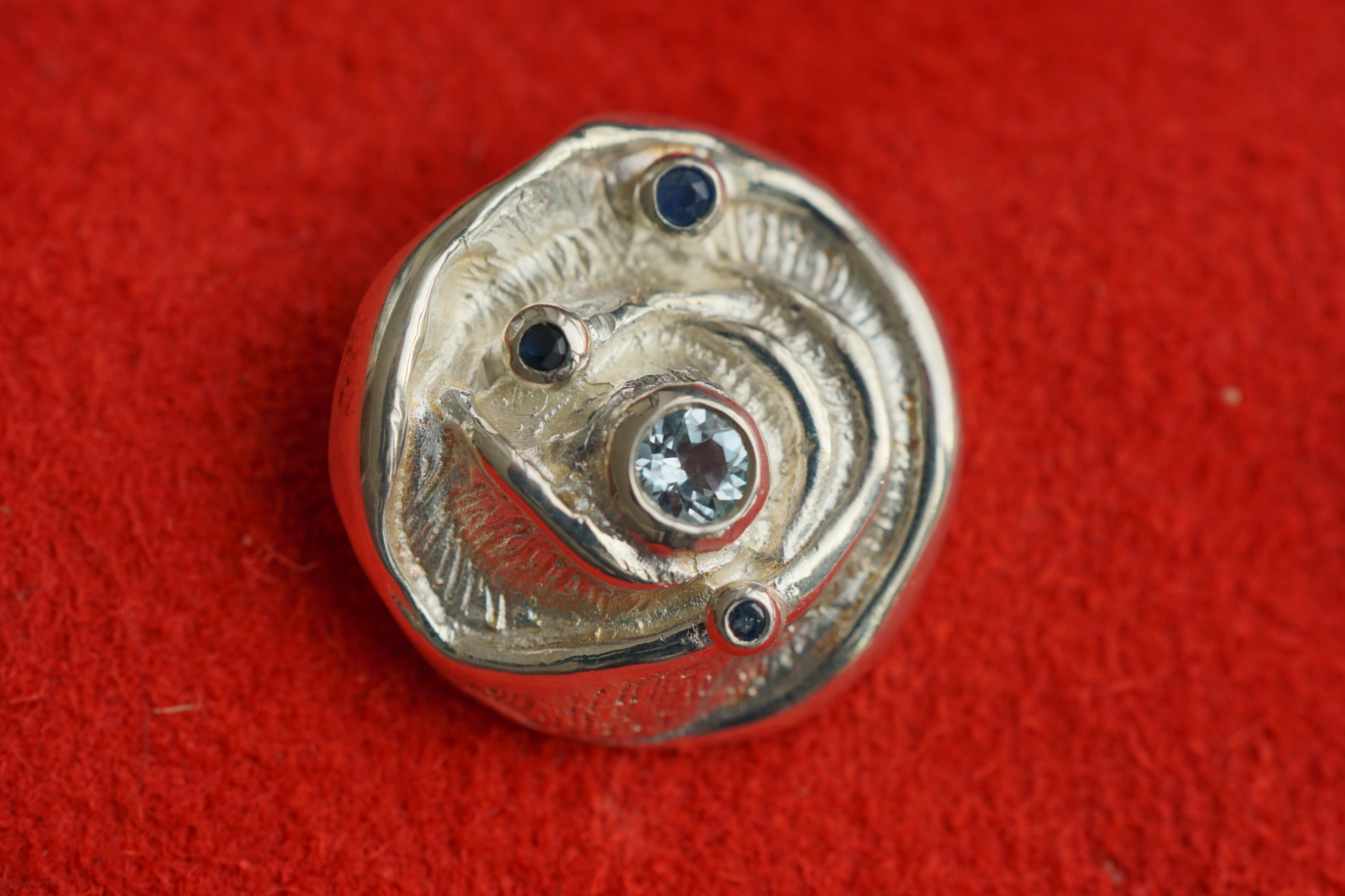 Topaz Saphire Pendant with Ring Silver 925er