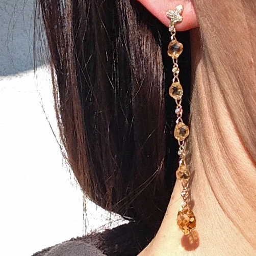 Citrin-Brillant-Ohrhänger, 750/-GG/-18 kt