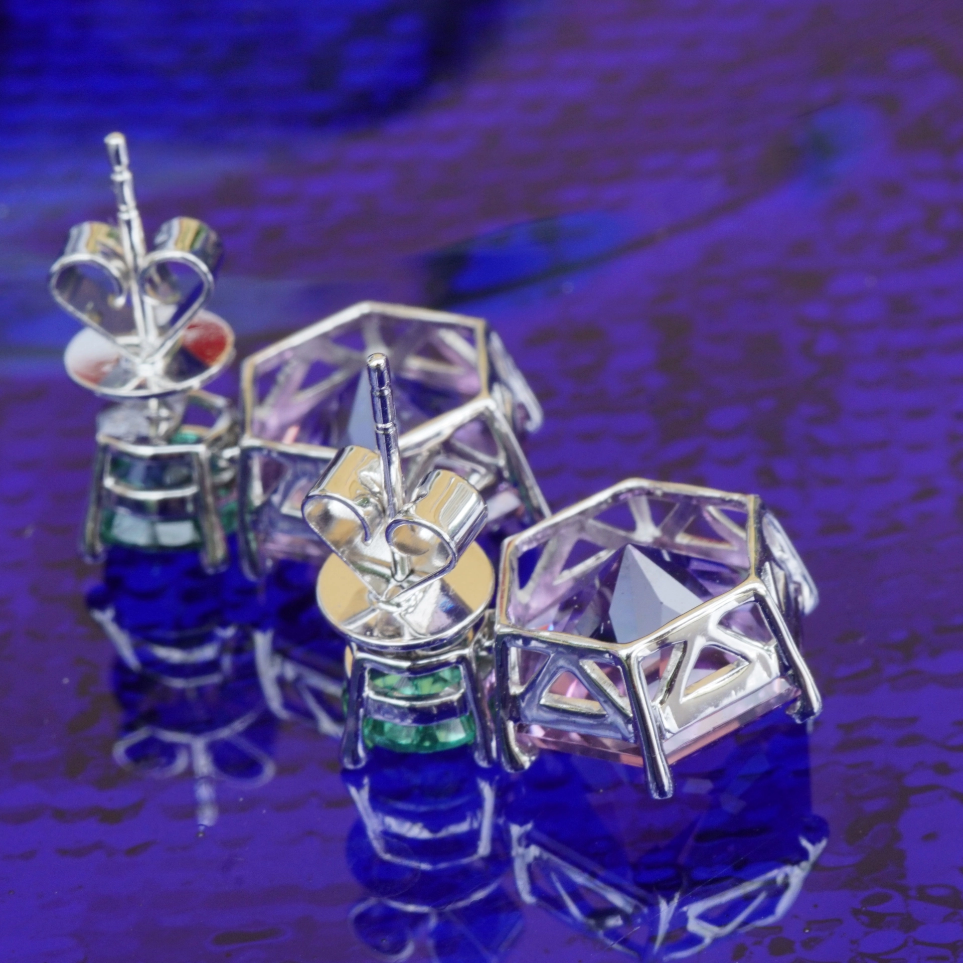 Amethyst Turmalin Ohrstecker 750er Gold 10 CARAT HÖCHSTE SCHLIFFGÜTE