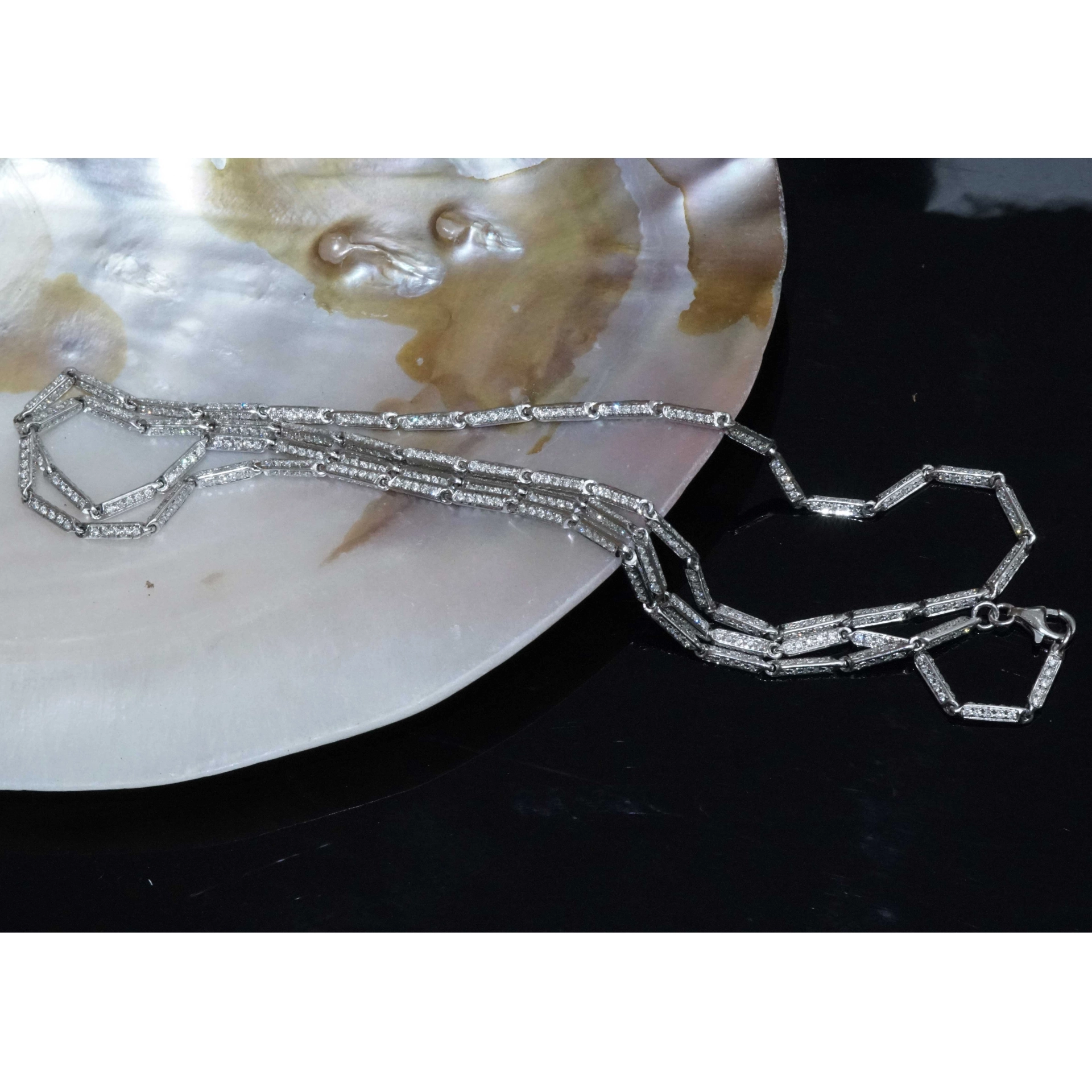 Brilliant Necklace 6.65 ct made with 1050 Diamonds 18 kt White Gold..Opera Lenght with 70 cm