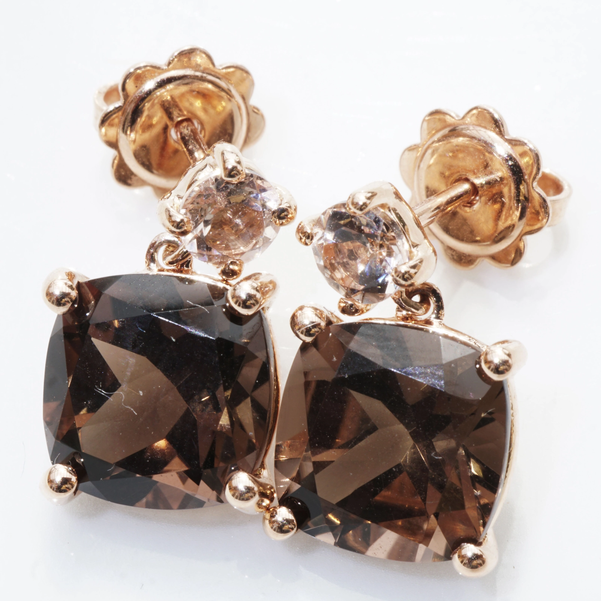 Brown Smokeyquartz and Morganite....ideal Kombination with Rosegold