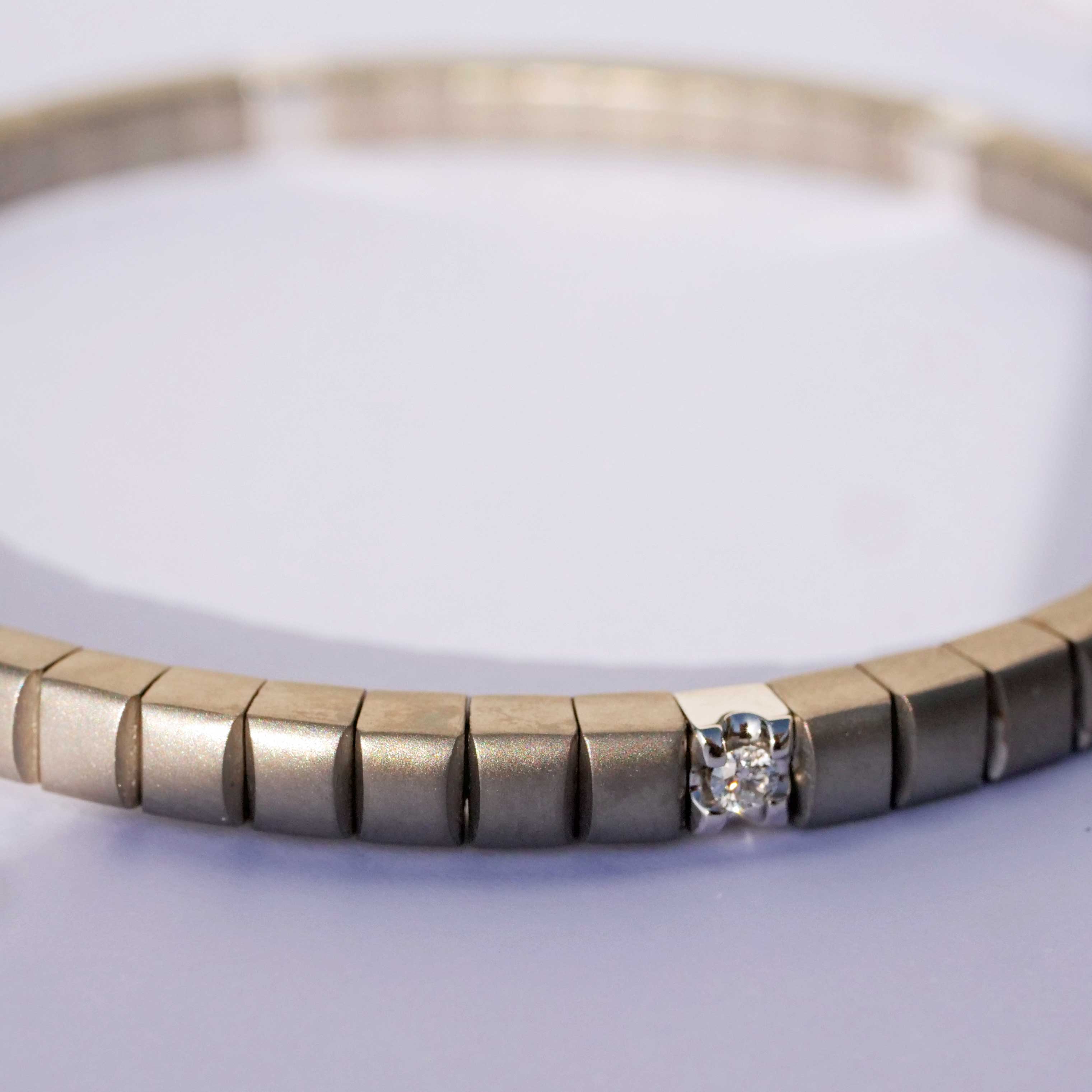 Unisex Tennis Flex Bracelet Titanium grey  0.30 ct Brilliants 18 kt Whitegold by Silhouette Schmuck Bentner