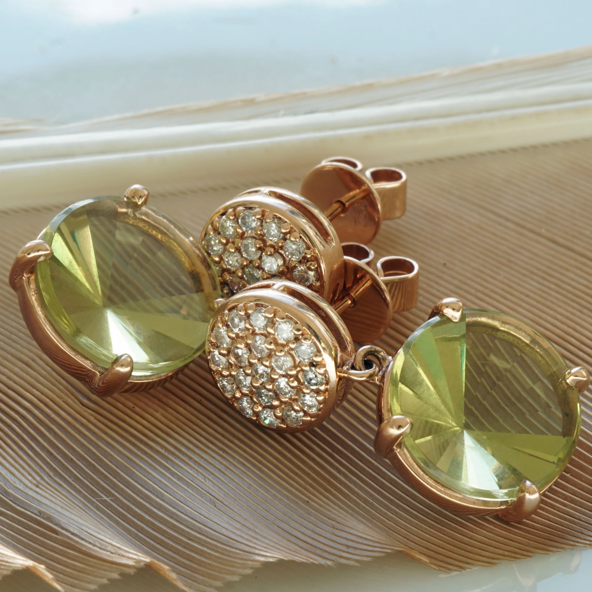Mastercut Lemonquartz Diamond Earrings....cool modern Style