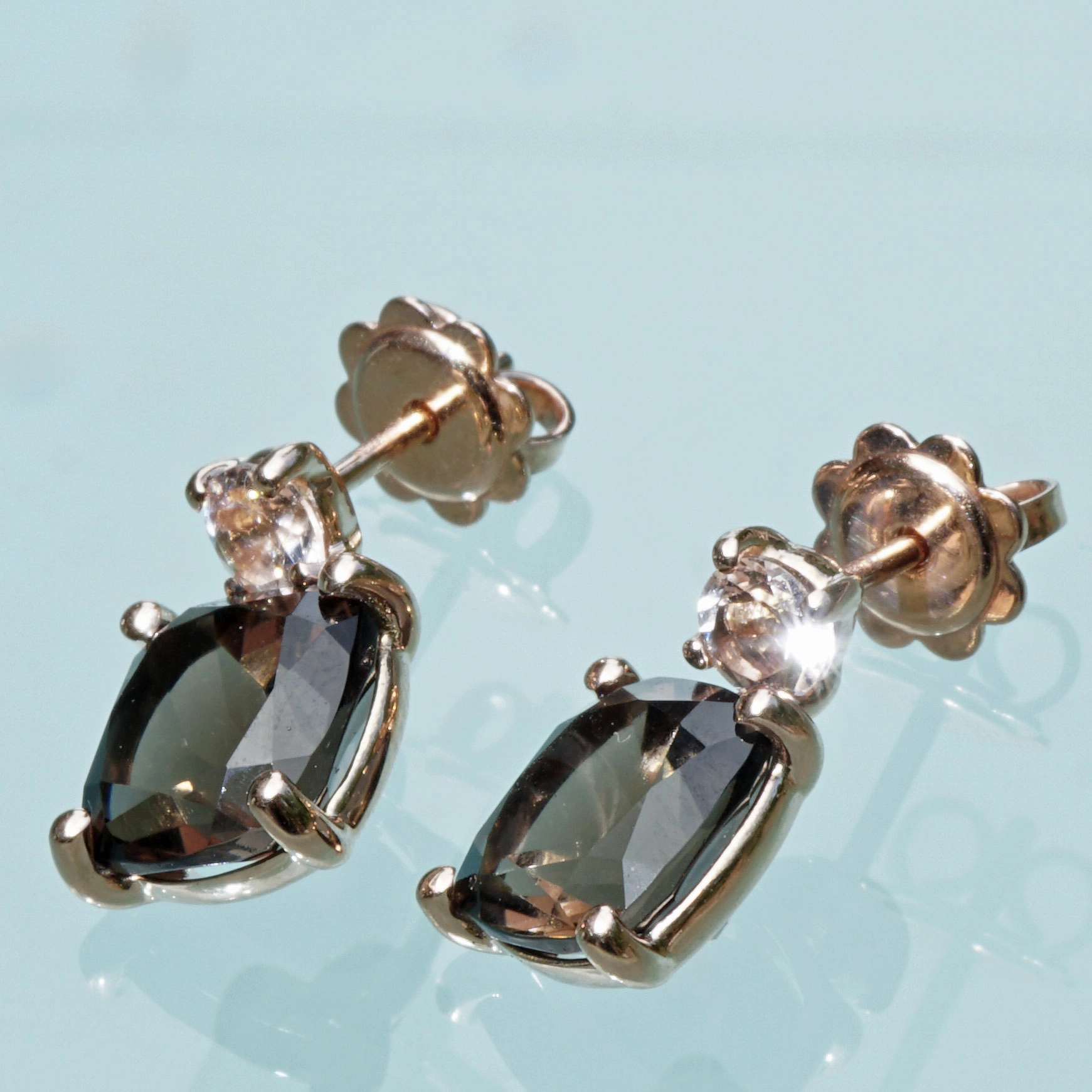 Brown Smokeyquartz and Morganite....ideal Kombination with Rosegold