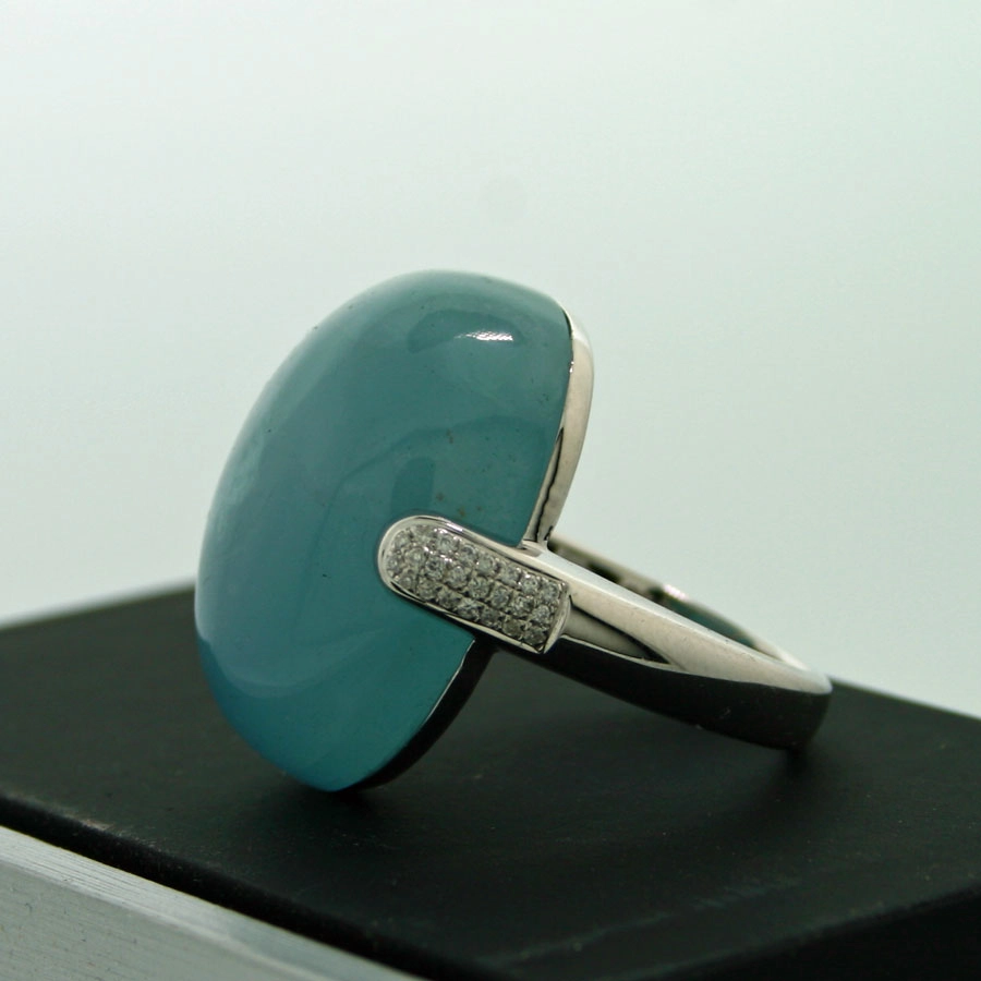 Aquamarin-Brillant-Ring, 750/-WG/-18 kt.