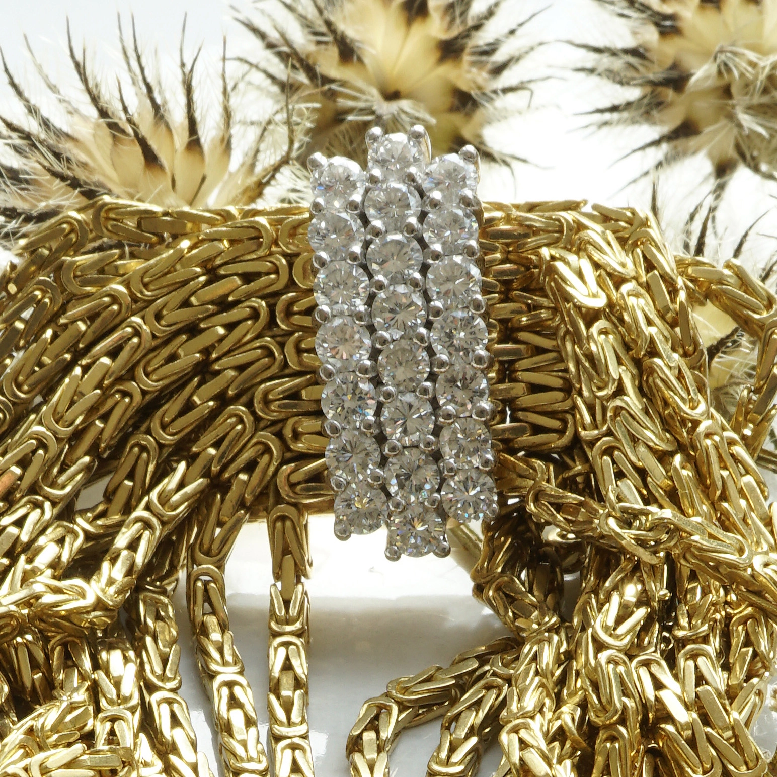 Brillant Armband Vintage 60er 1.0 ct 91 Gramm 750er Gelbgold Weissgold 18,5 cm Länge