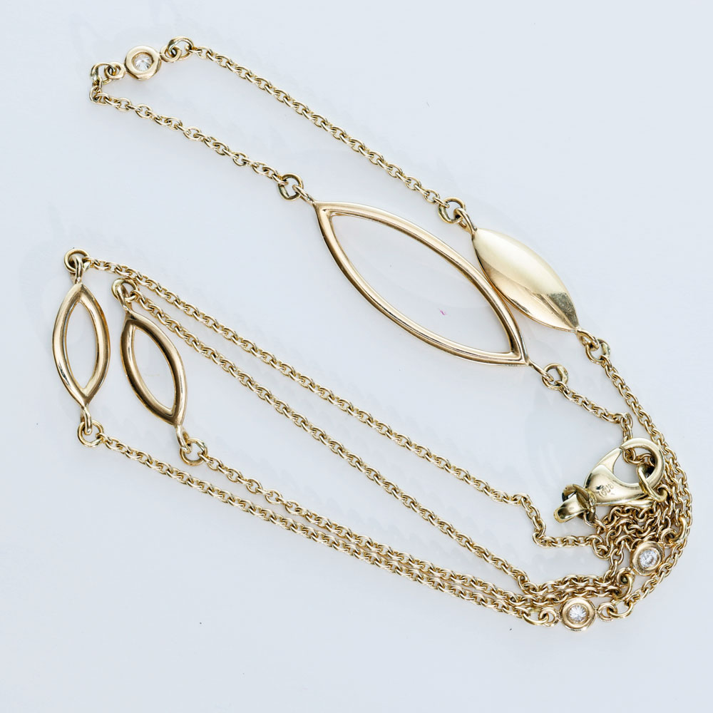 Brilliant Necklace by Silhouette Jewellery Pforzheim in 585 Yellow Gold 0.06 ct W SI