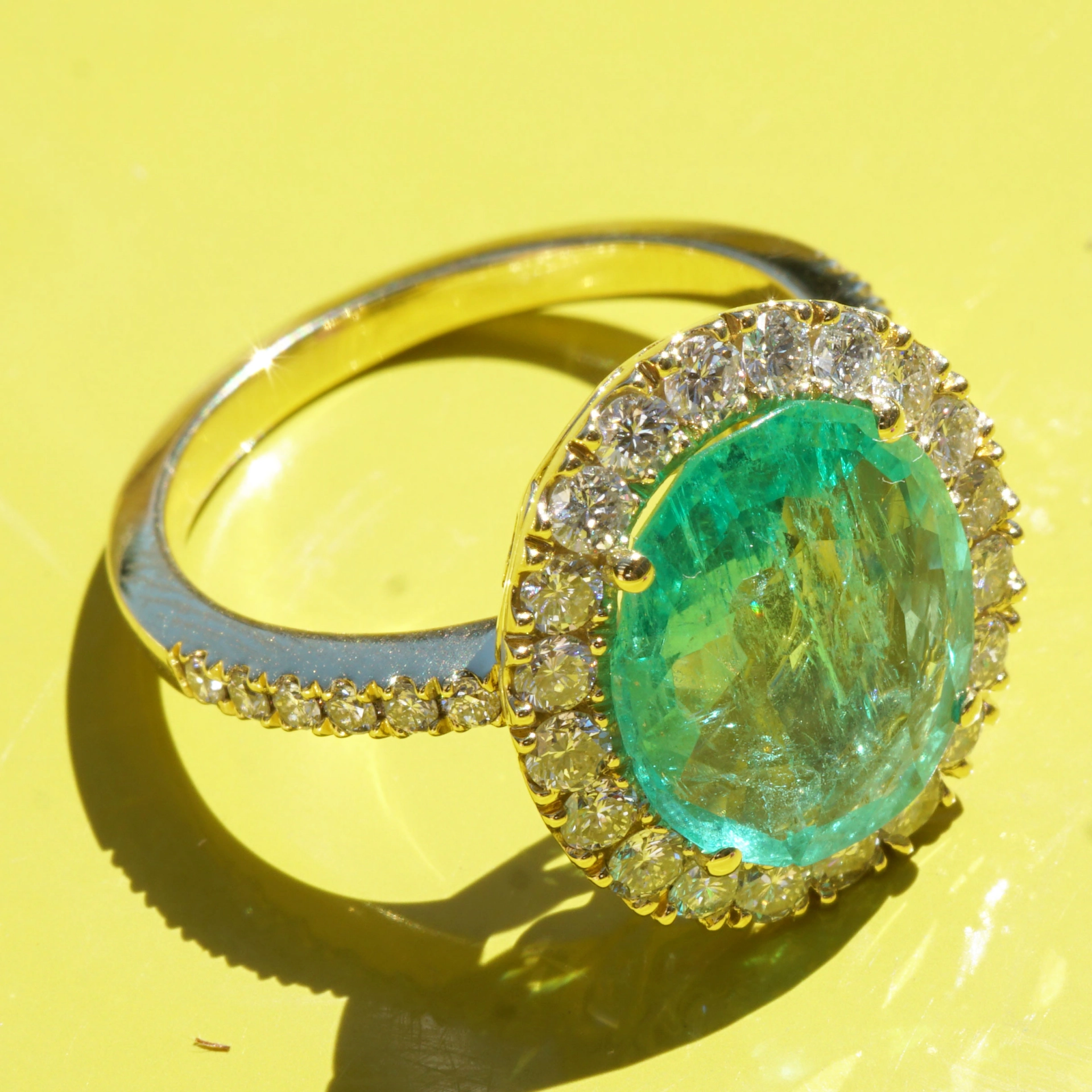 Emerald Diamond Ring....from old setting to a new one....3.16ct/0.80ct...made in Italy