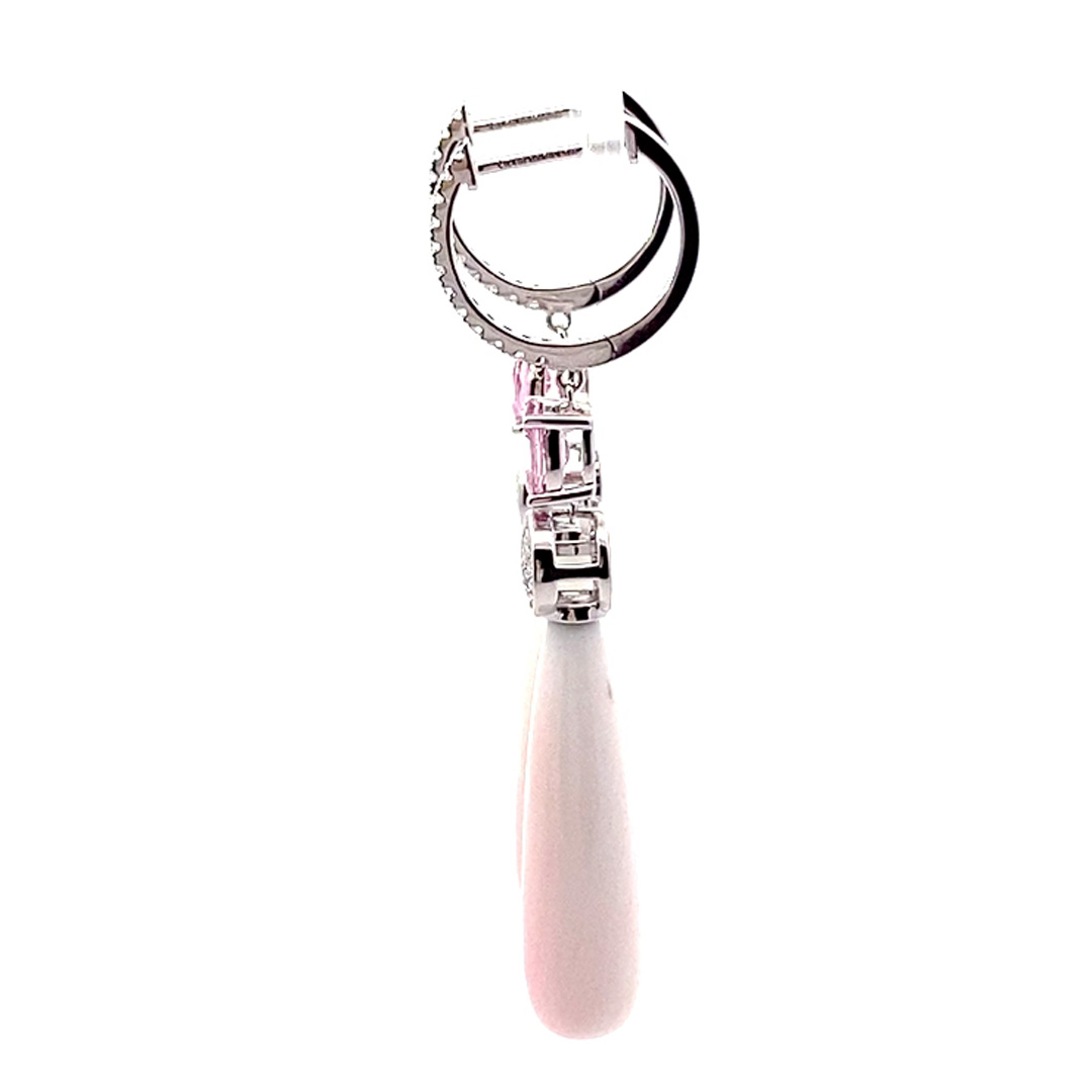 Spinel Brilliant Mother of Pearl Earrings 750 White Gold 0.47 ct TW VS Mine Tajikistan 2.15 ct Great Pink