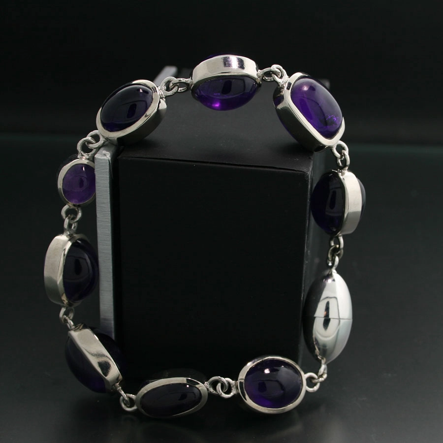 24 cm Amethyst Armband  925er Silber  Handarbeit Global Violet inkl. Arbeitskosten