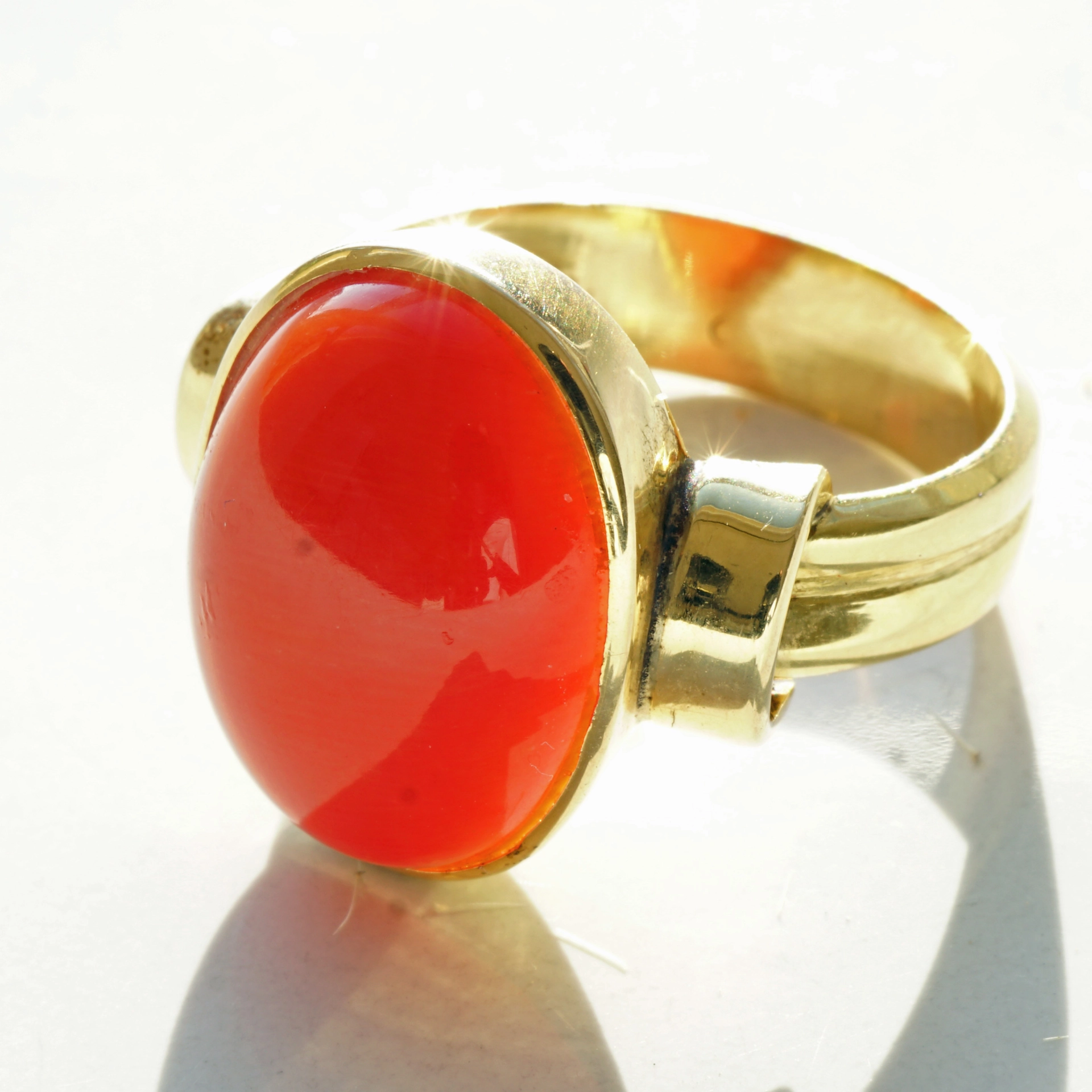Sardegna Korall Ring 585er Gelbgold Vintage Mittelmeer Koralle 60er Jahre