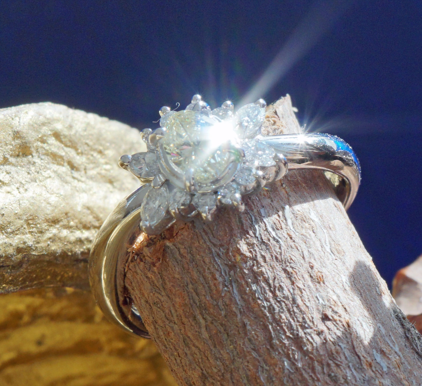 Diamant Ring in 900er Platin 0.41 ct 0.28 ct Tanzende Diamanten