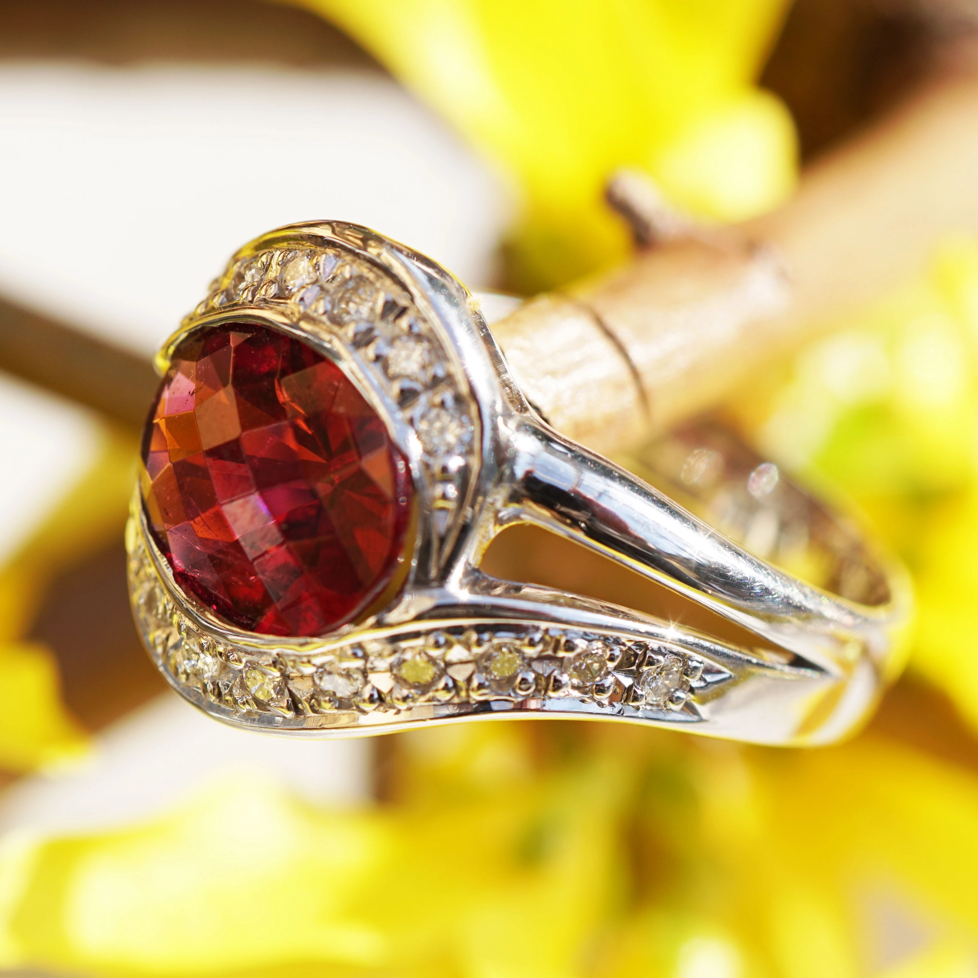 Tourmalin Ring 900 Platinum...outstanding Color