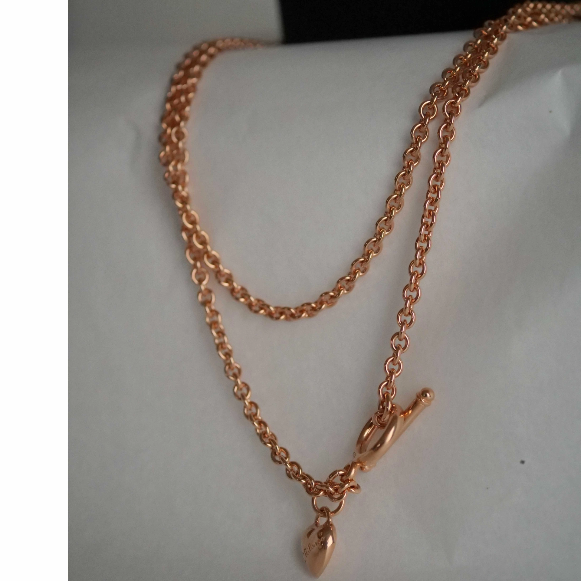 Chilango long Jewelry Chain in 85 cm fine Luxury 925 Silver rose gold plated