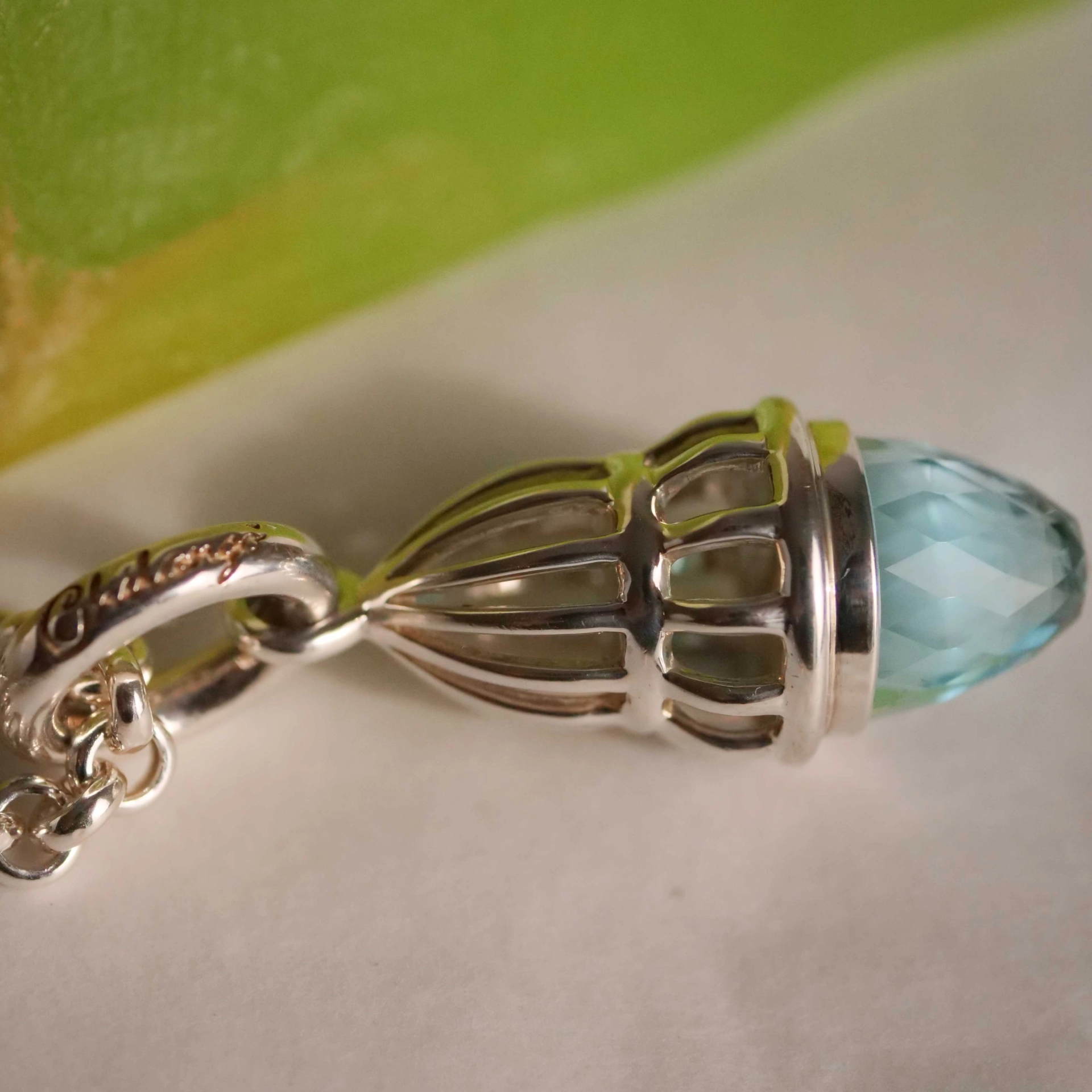 Pendant Fairytale 2 with fine Sky Blue Topaz in a special Cut 925 Silver