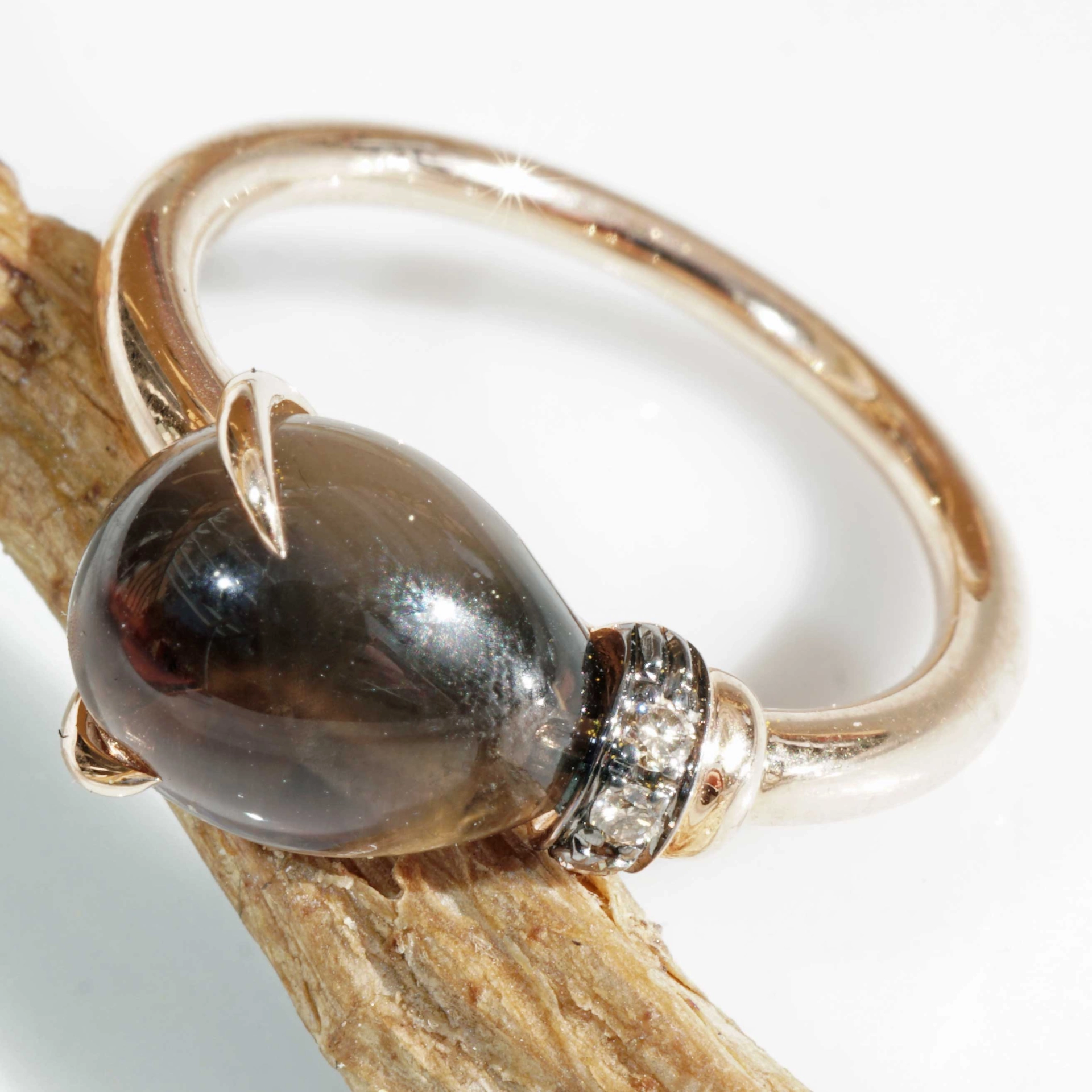 Drop Ring ...soo sweet...with smokeyquartz and brown diamond...made in Italy