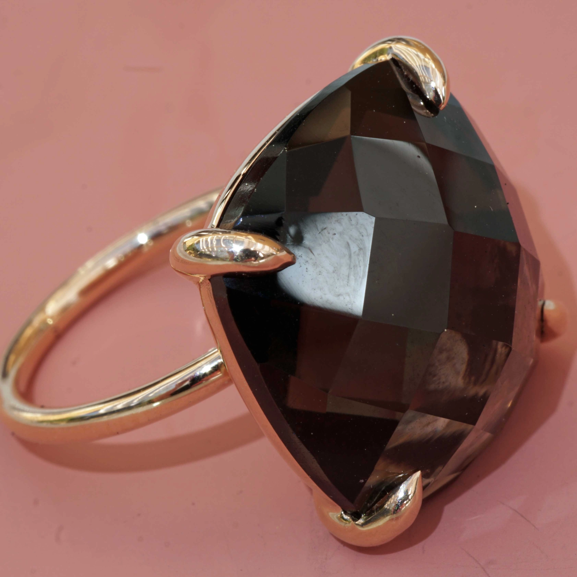 Smoky Quartz Ring XXL Seize 18x18 mm 18kt Rosegold..perfect Combination Ring