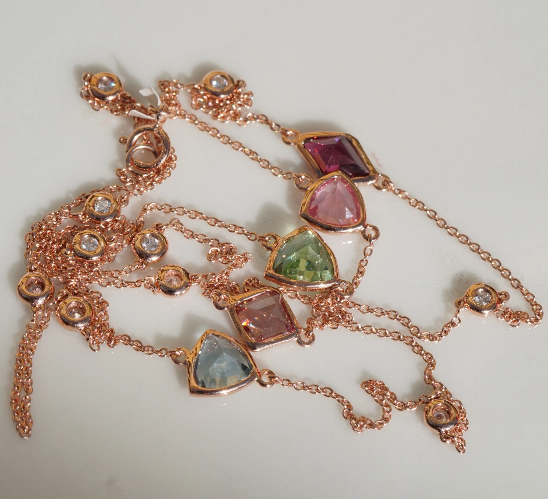 Collier Edelsteine Brillanten 750er Gold CONFETTI COLORS MIX 60 cm