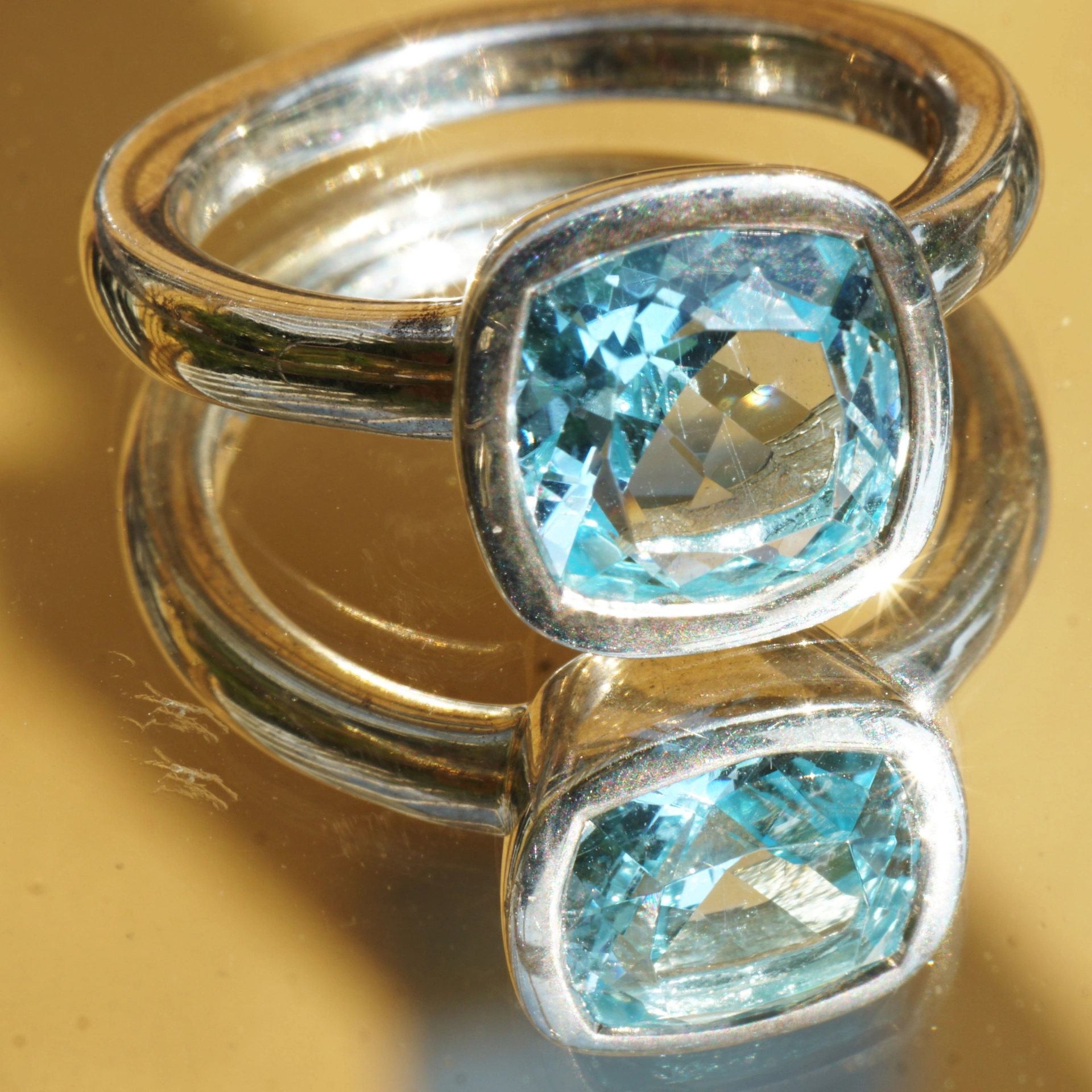 CHILANGO RING TUTENCHAMUN Sky Blue Topaz 925er Silber neu mit orig. Etui massiv