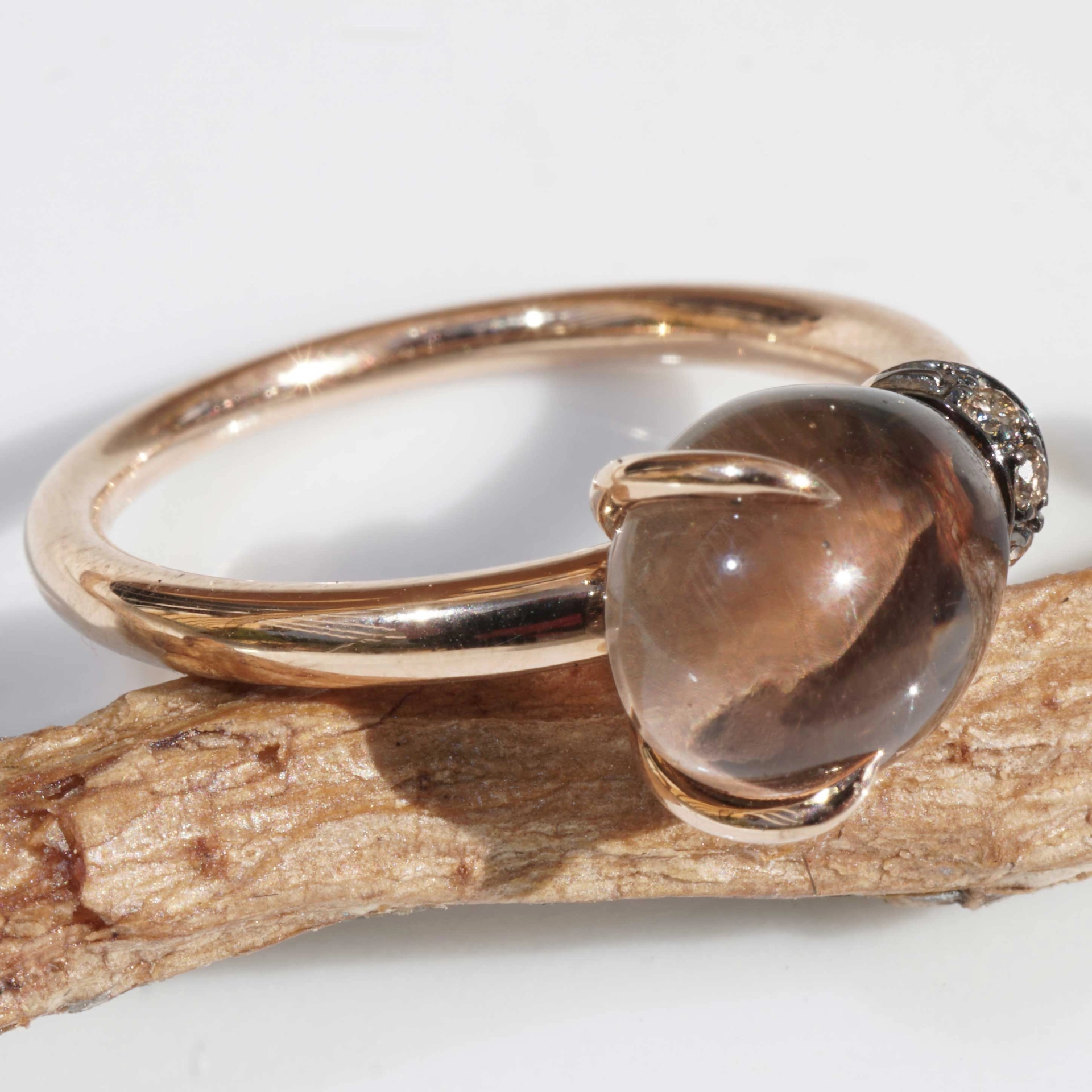 Drop Ring ...soo sweet...with smokeyquartz and brown diamond...made in Italy
