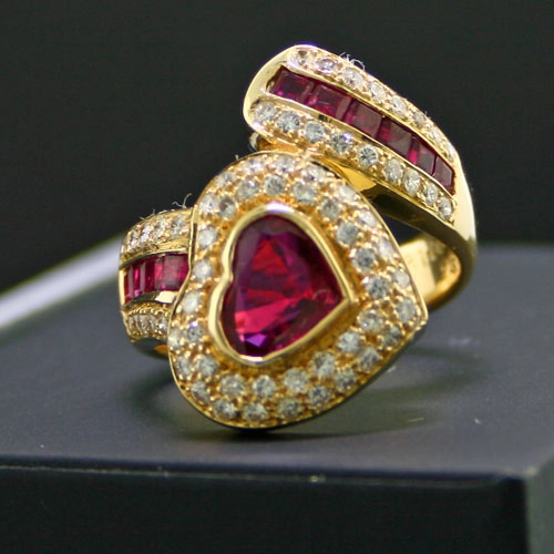 Rubin-Brillant-Ring, 750/-GG.