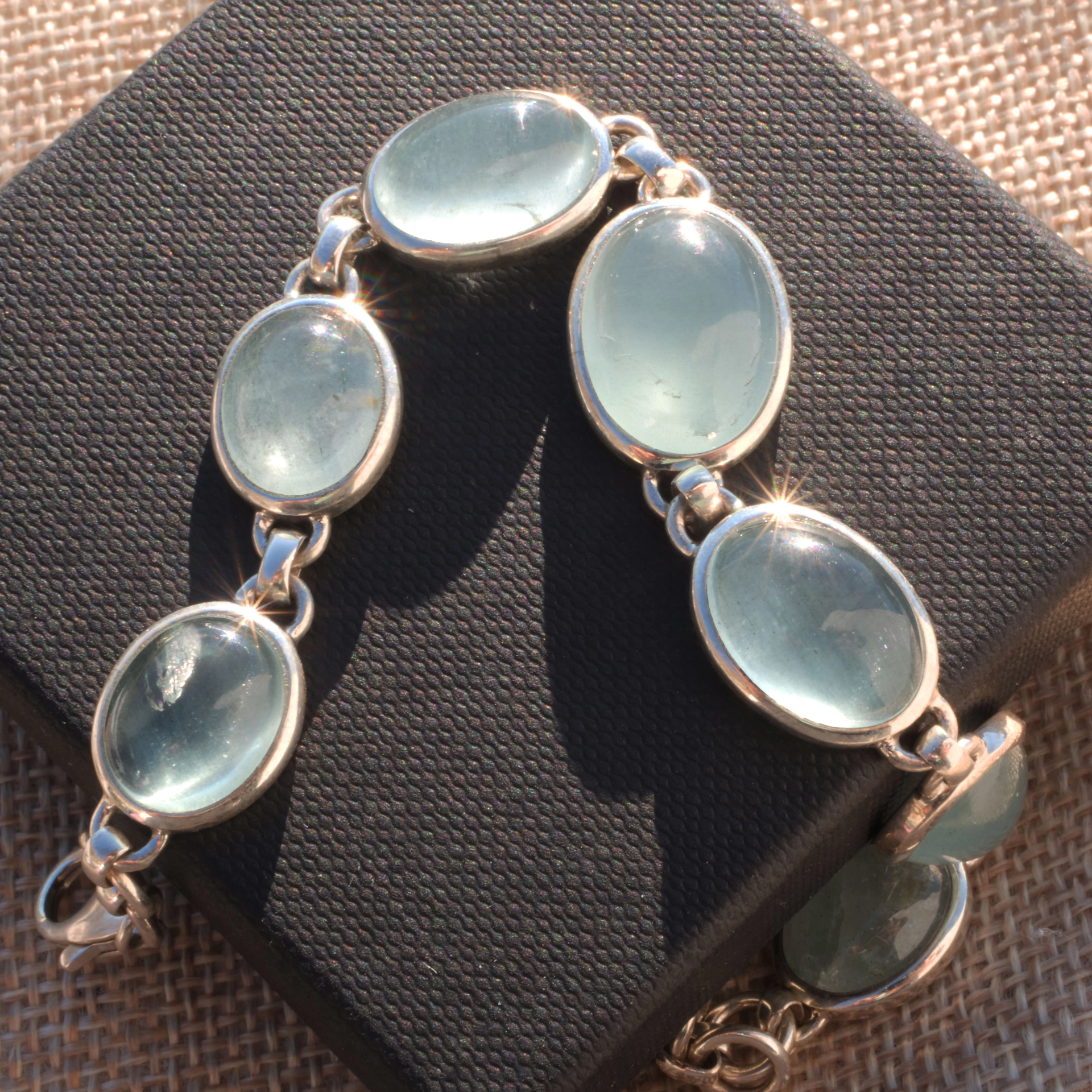 Aquamarine Cabochon Bracelet 925 Silver modern Style