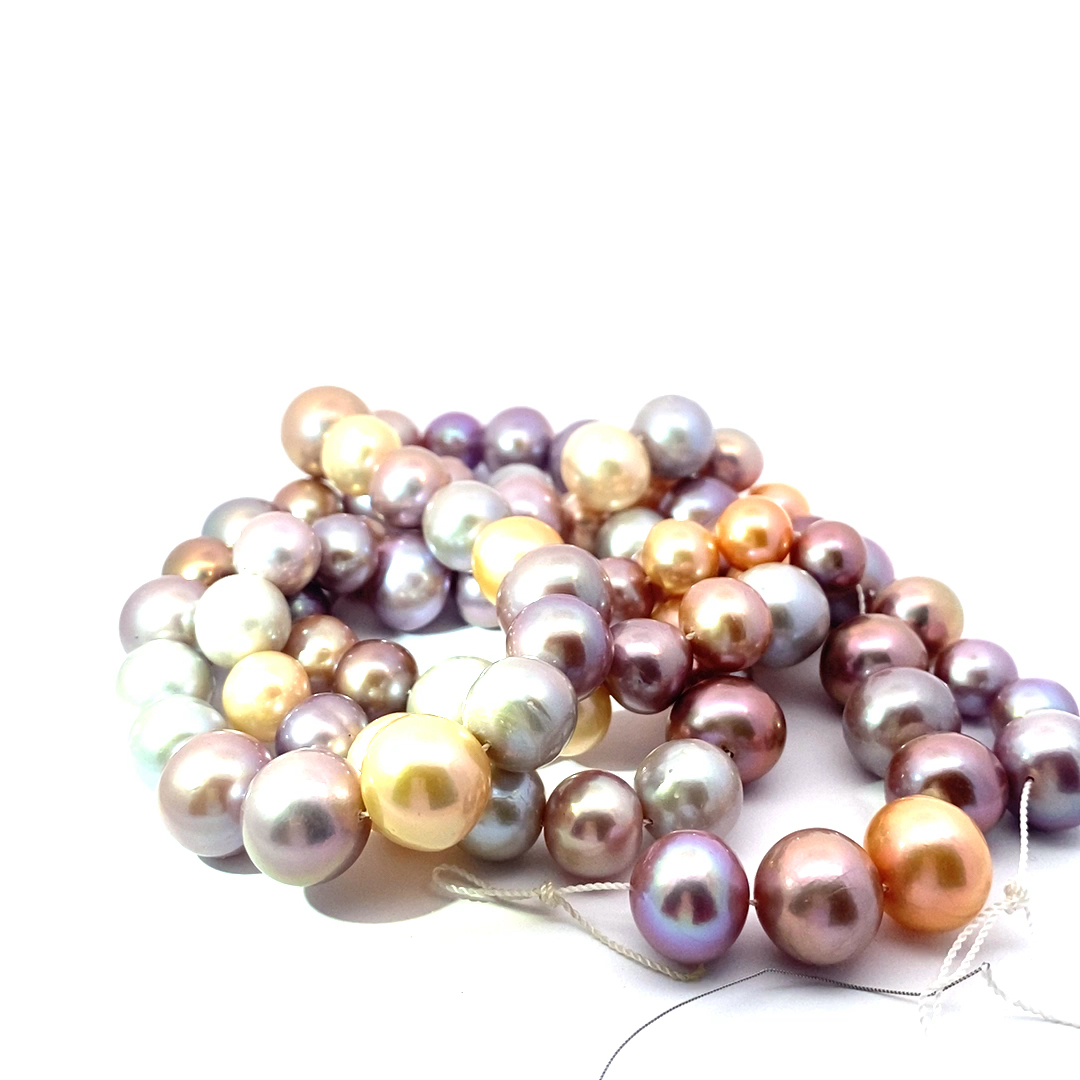 Unusual Opera Ming strand 8 to 14 mm in potato shapes 90 cm long Multi colors great chandelier AAAA