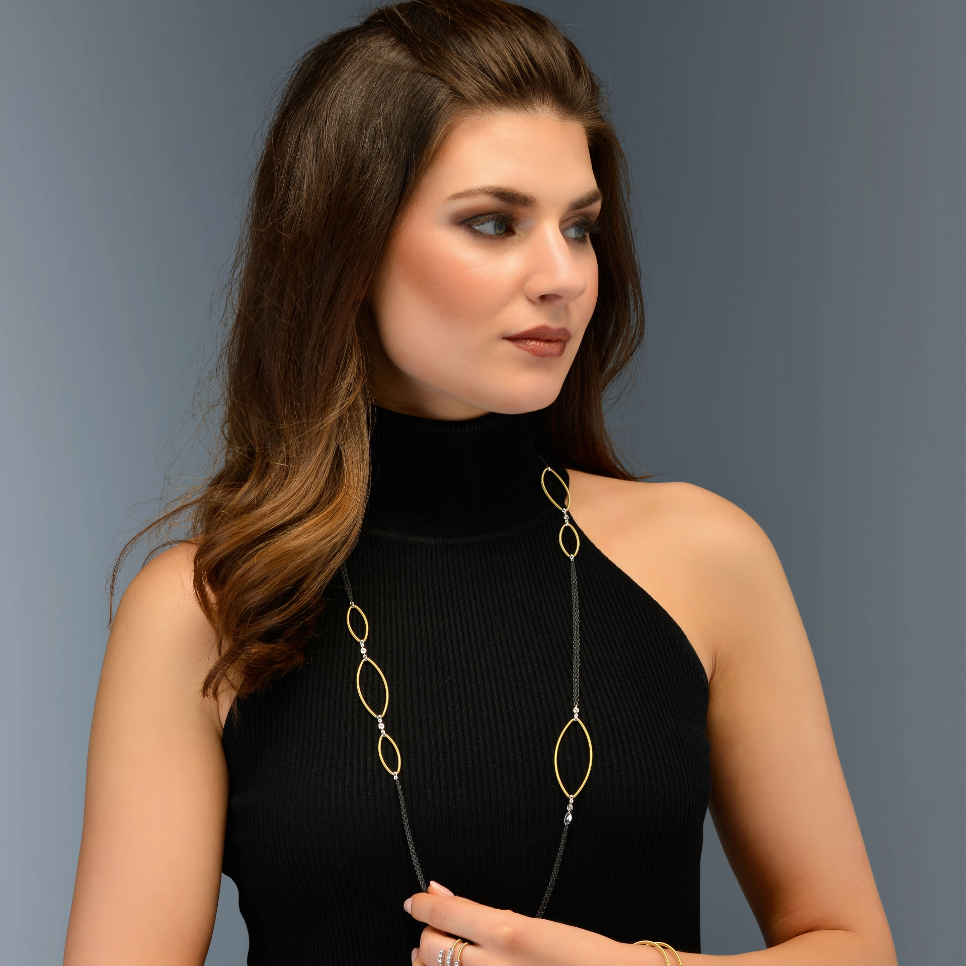 Brilliant Necklace Ivy 18 kt Yellow Gold Iron Wire Wrapping Präzion from Jewelery Silhouette Germany