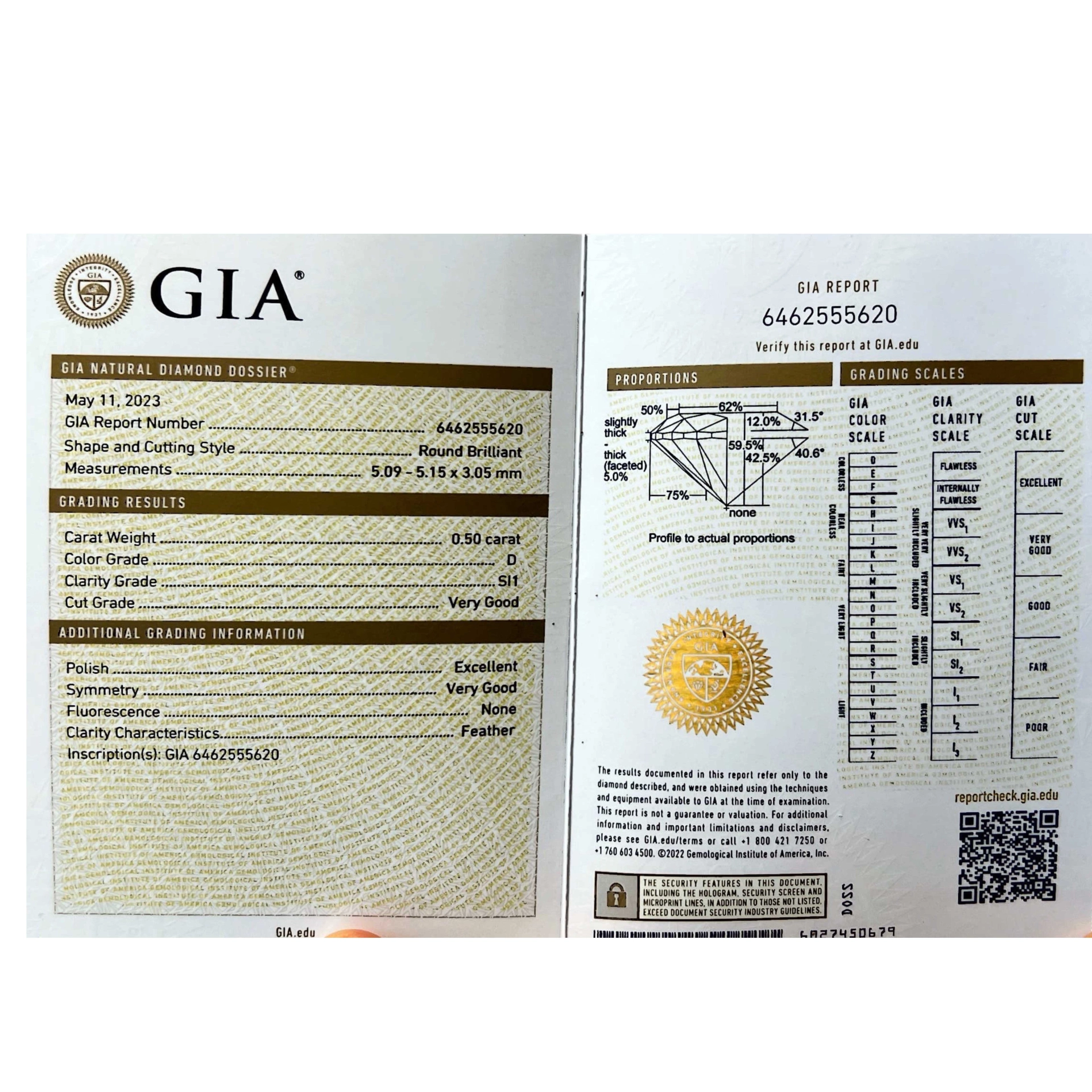 Round full cut brilliant approx. 0.50 ct, D (very fine white) / SI2 (small inclusions) with GIA report